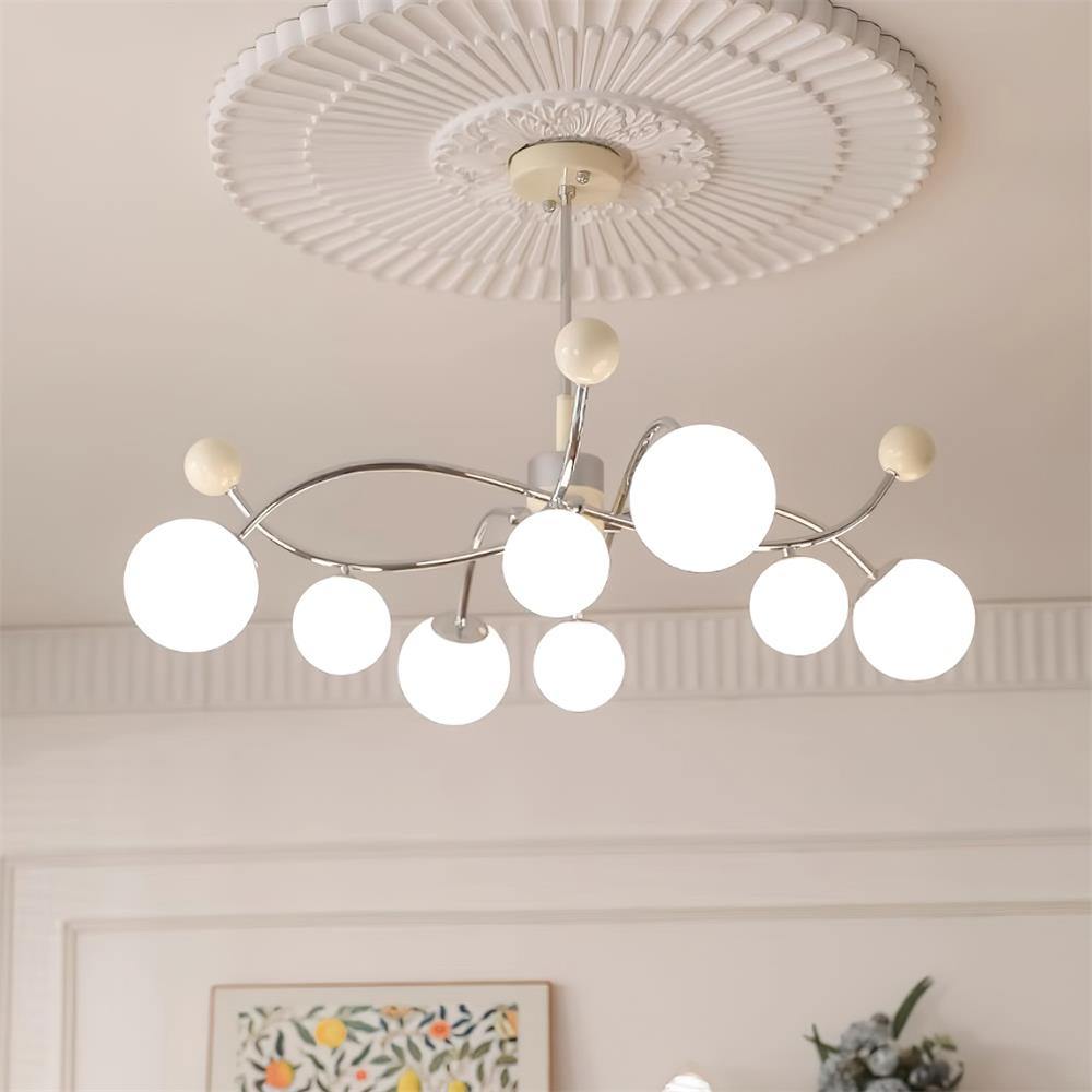 Diana Chandelier Frosted Orb Curves - Letslighting