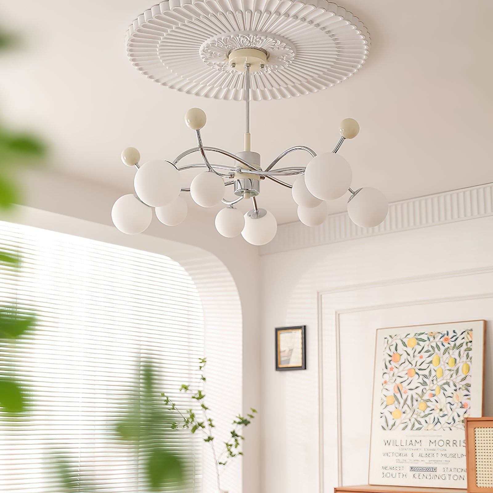 Diana Chandelier Frosted Orb Curves - Letslighting