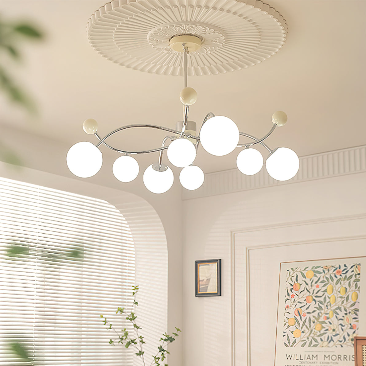 Diana Chandelier Frosted Orb Curves - Letslighting