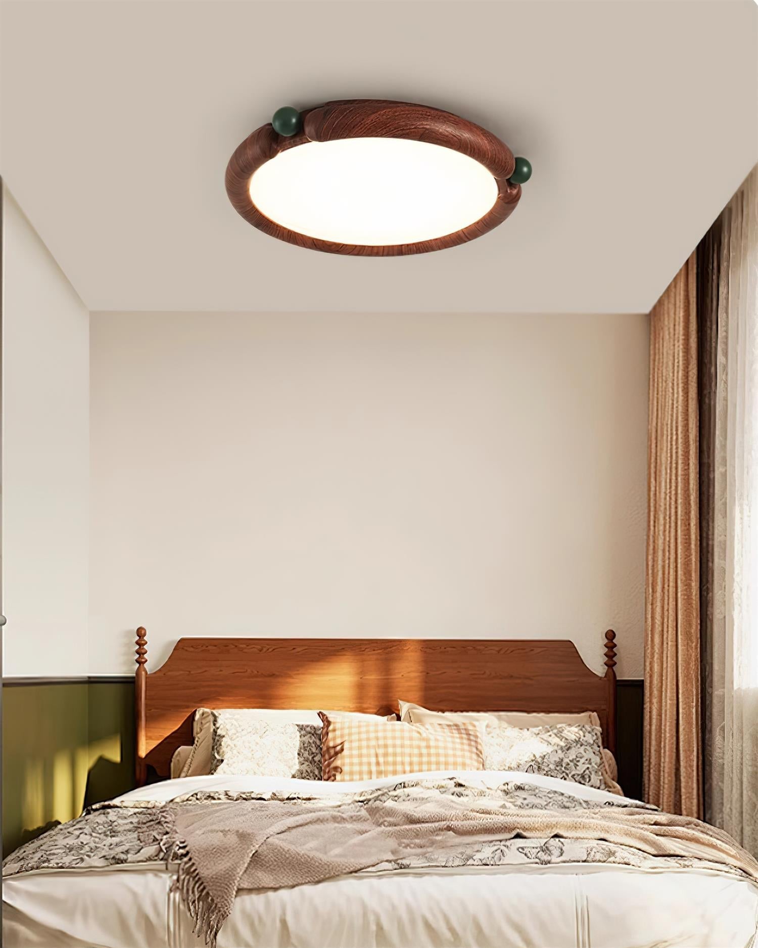 Ceiling Light Round Acrylic Panel Walnut Resin A/B Model Natural - Letslighting