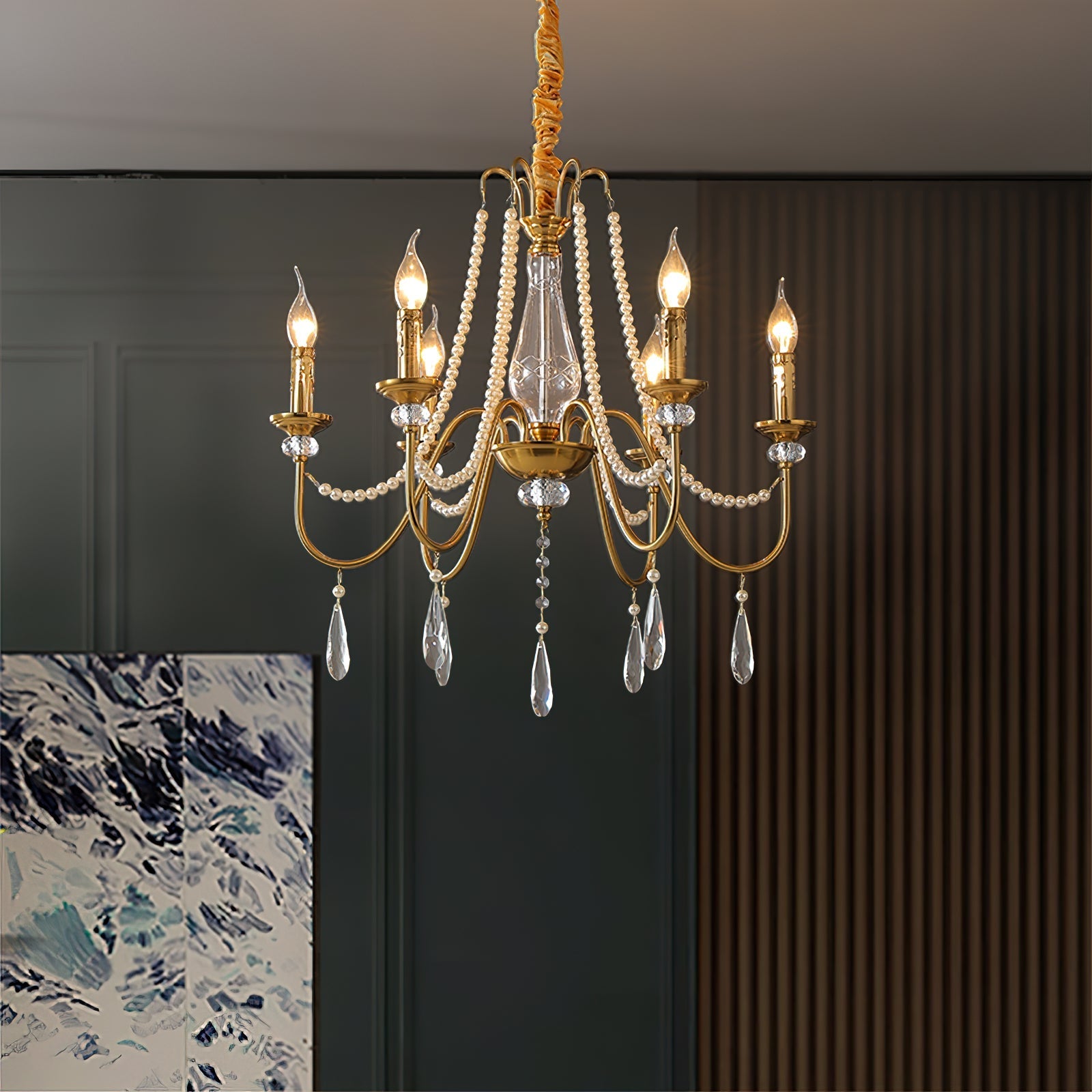 Mote Postmodern Luxury Brass Crystal Chandelier - Lamp Copper