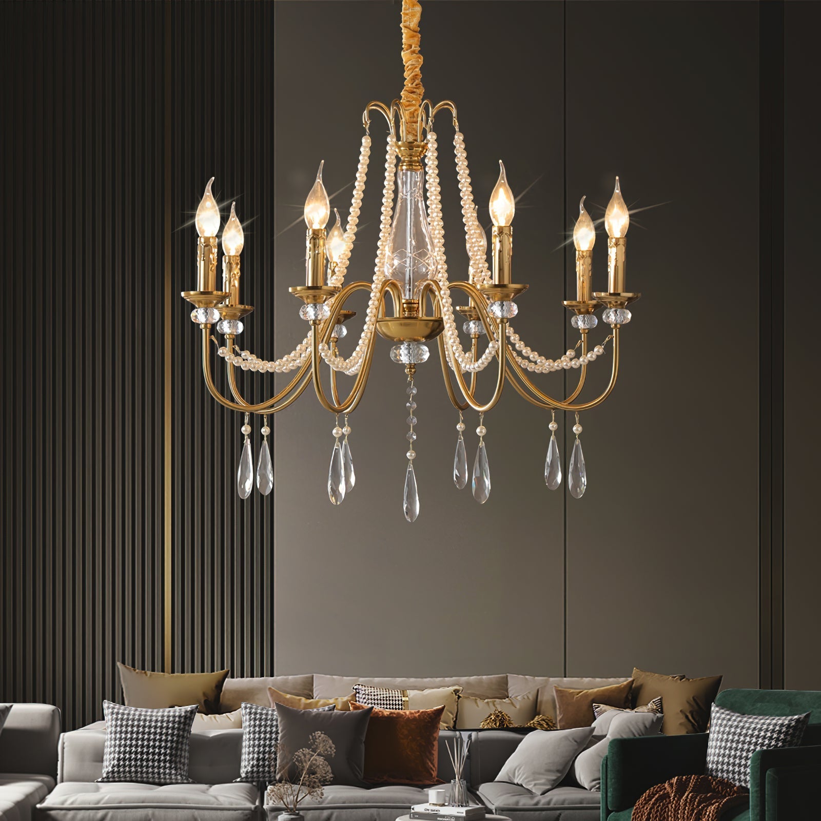Mote Postmodern Luxury Brass Crystal Chandelier - Lamp Copper