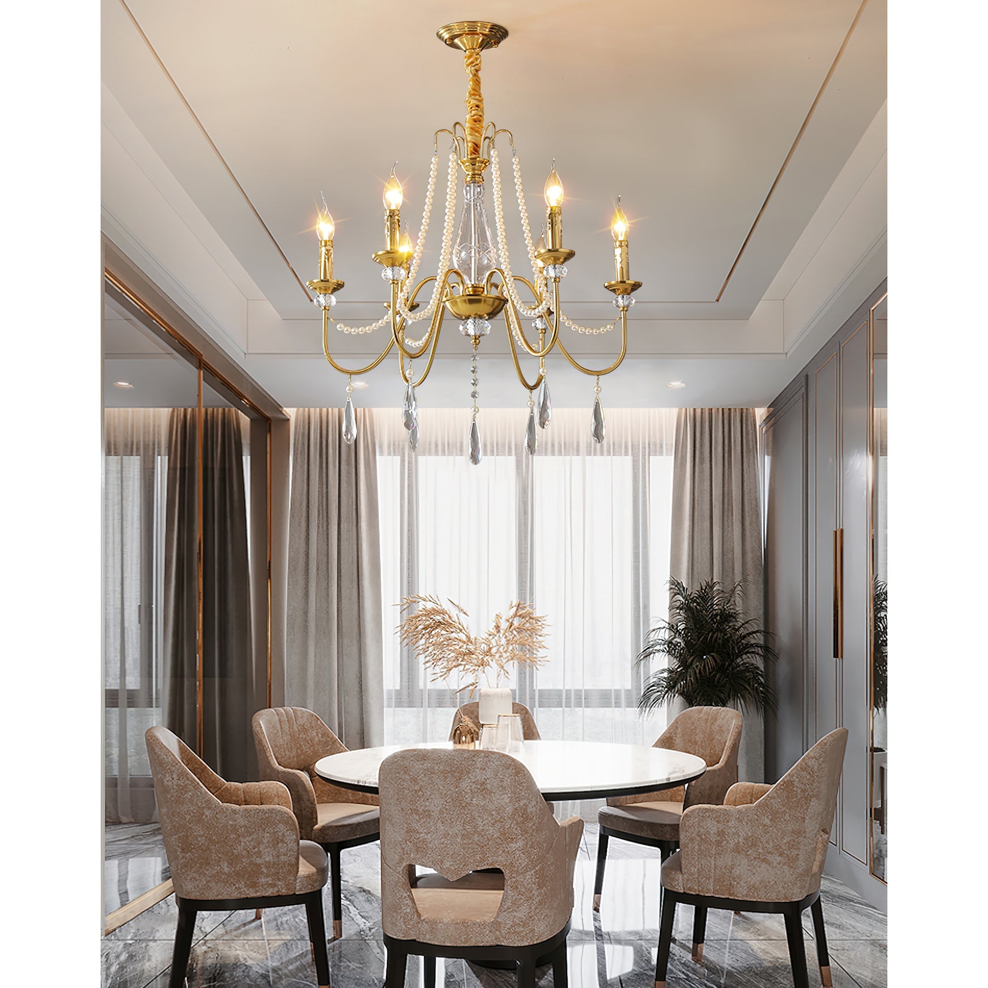 Mote Postmodern Luxury Brass Crystal Chandelier - Lamp Copper