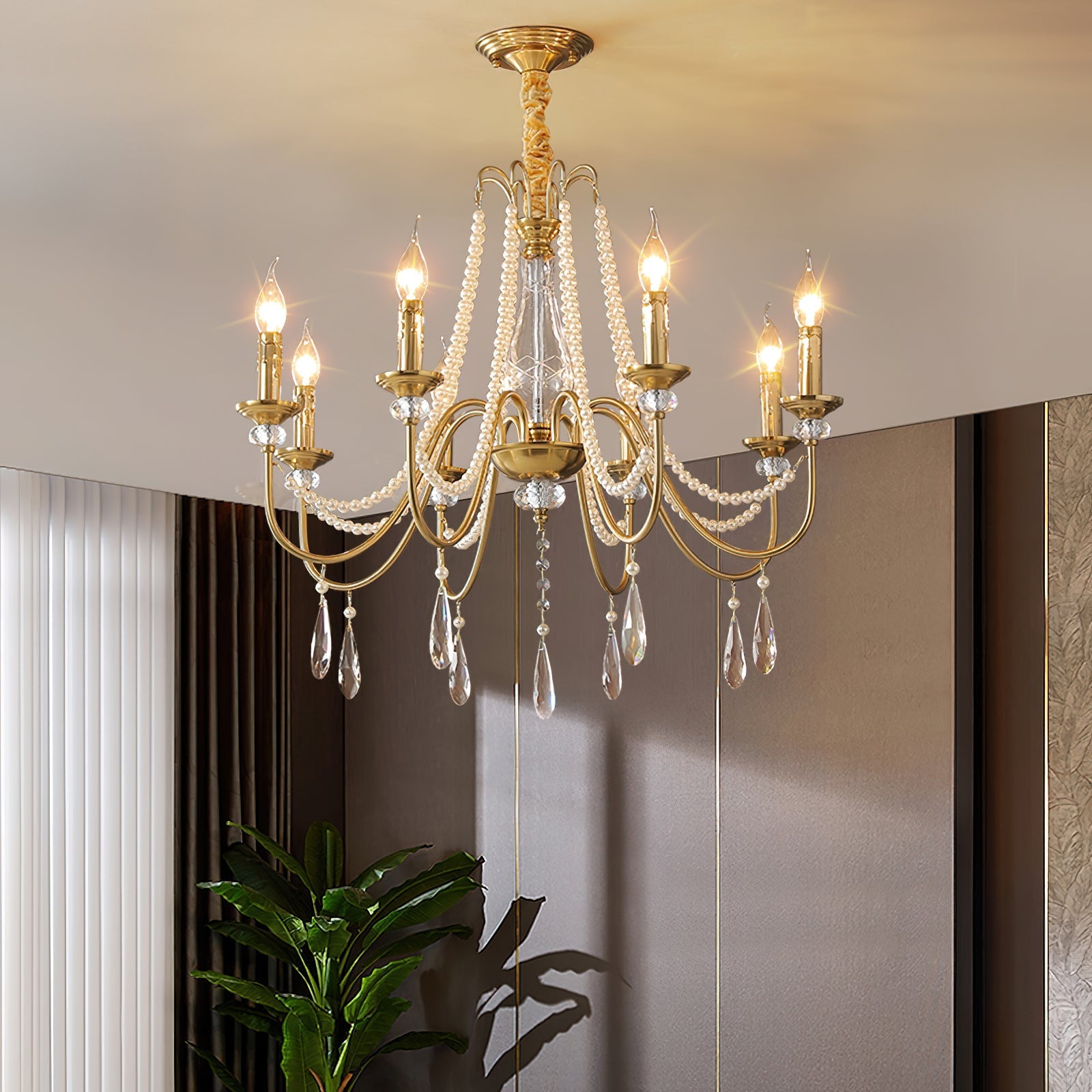 Mote Postmodern Luxury Brass Crystal Chandelier - Lamp Copper