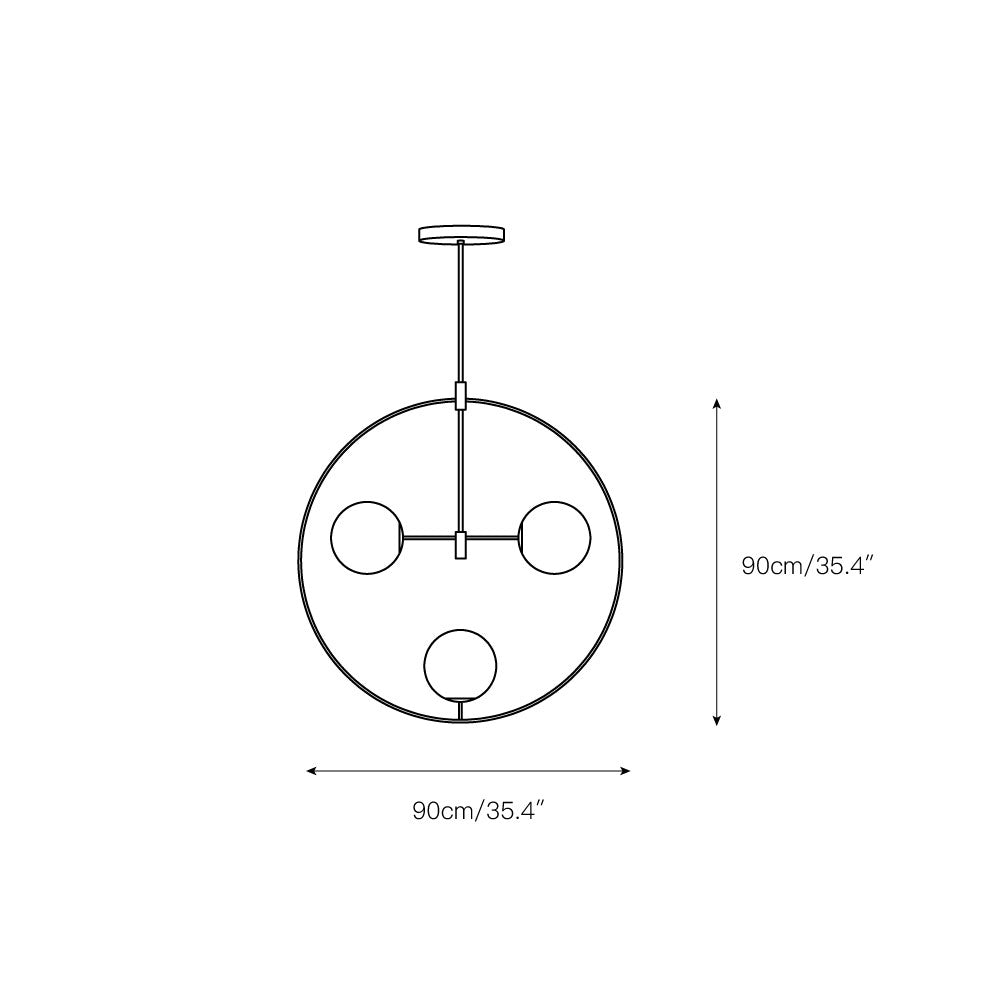 Nexus Modern Minimalist Round Brass Glass Chandelier - Lamp Copper