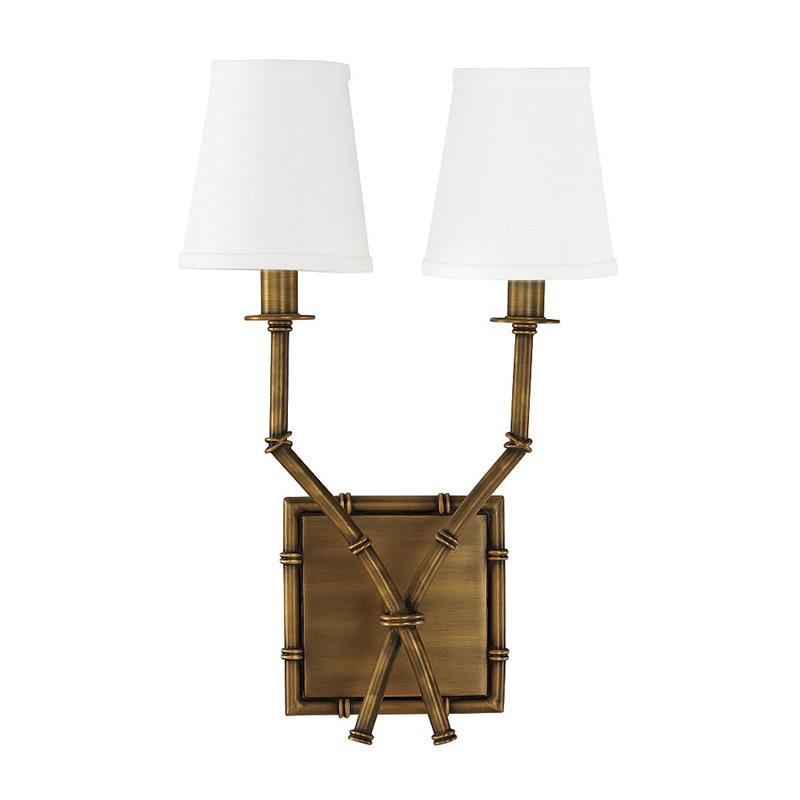 Yelp Vintage Industrial Double Arm Bamboo Fabric Sconce Wall Lamp - Lamp Copper