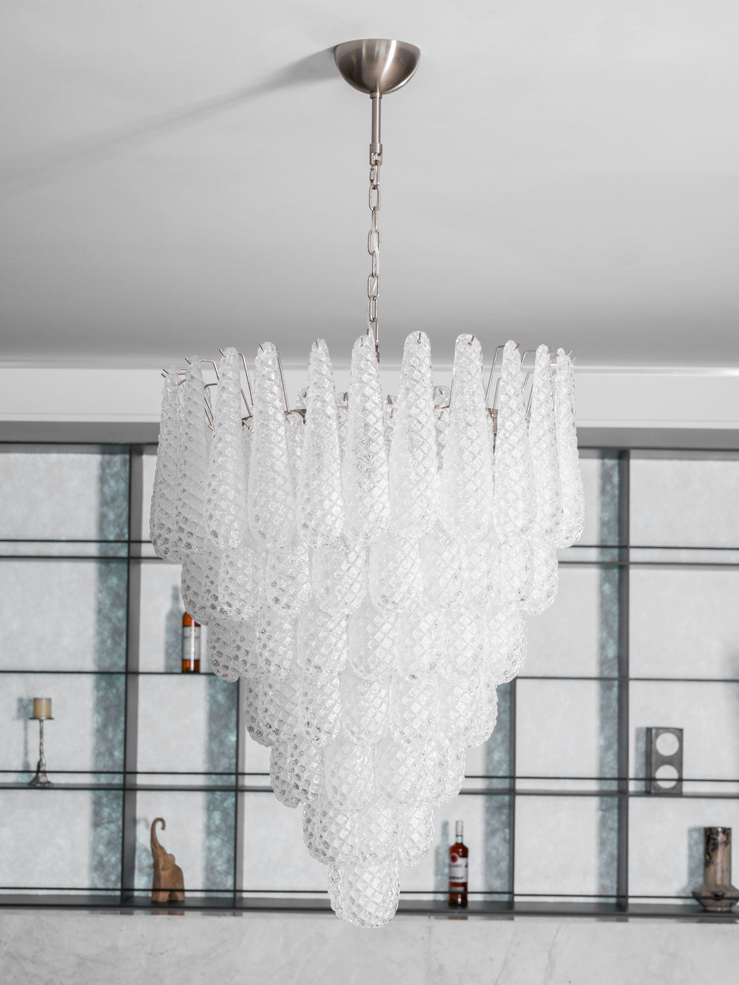 Aurora Chandelier Clear Droplets Murano Glass Waterfall Diamond - Letslighting