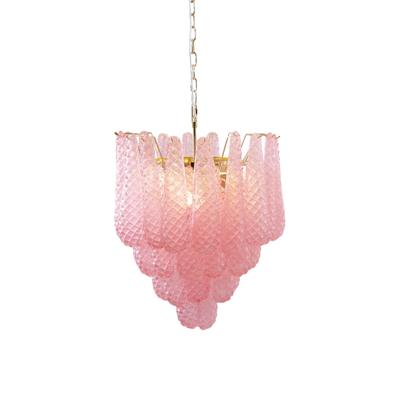 Aurora Chandelier Pink Droplet Murano Glass Diamond Pattern Waterfall - Letslighting