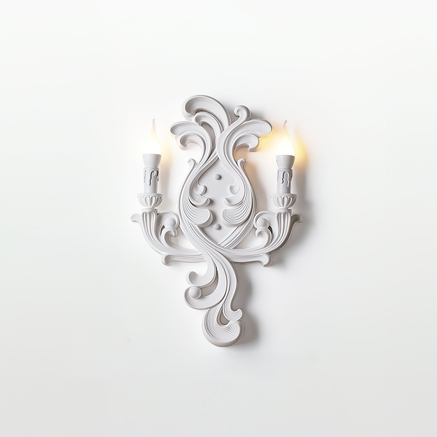 Wall Lamp Sculptural Plaster Candle Arms Uplighting Elegant - Letslighting