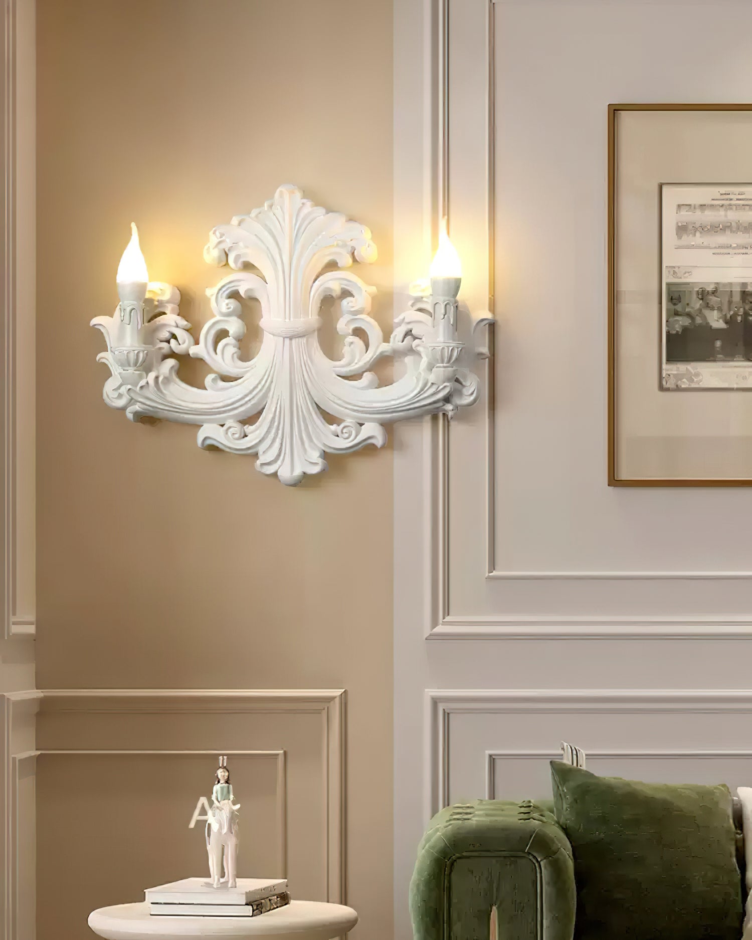 Wall Lamp Sculptural Plaster Candle Arms Uplighting Elegant - Letslighting