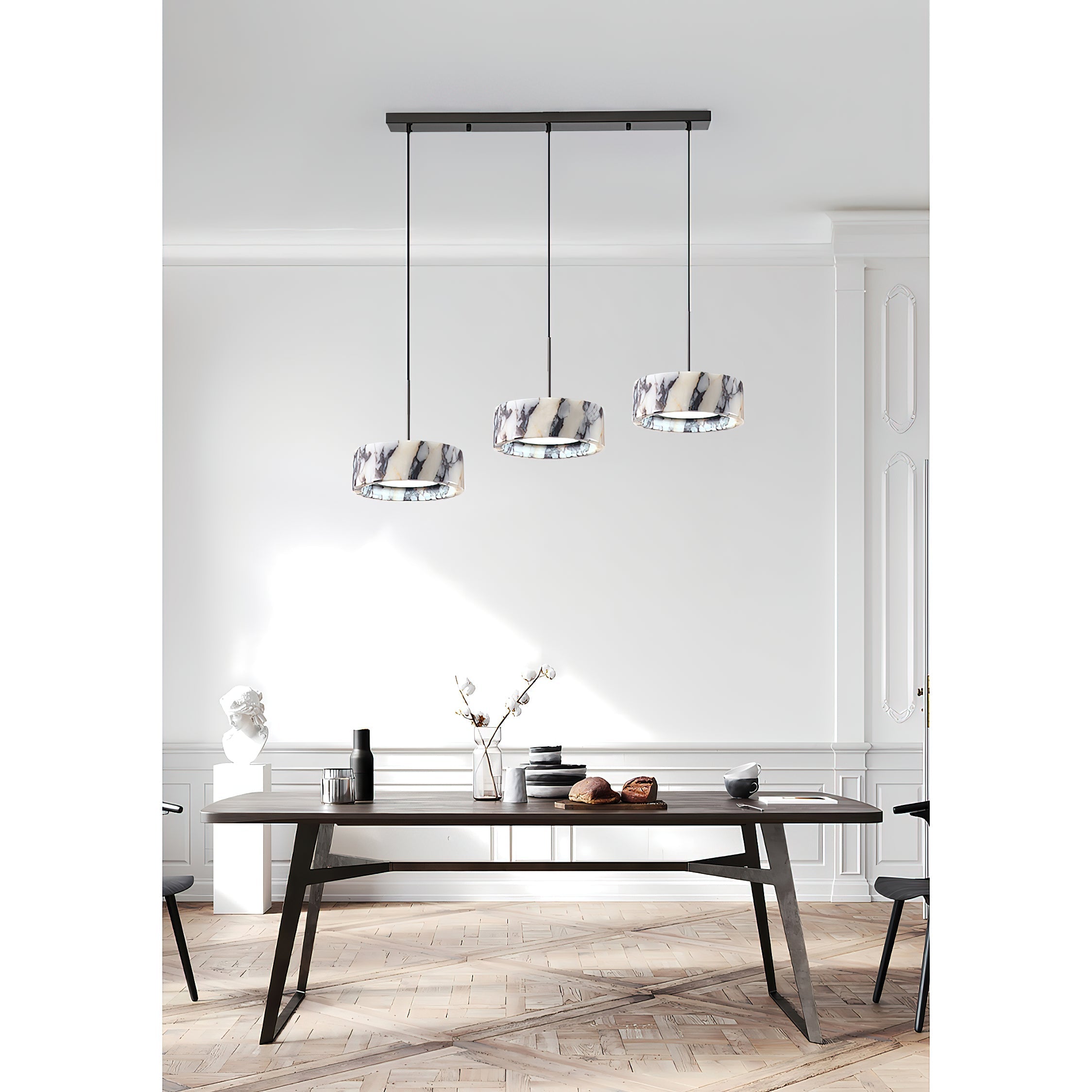 Glide Modern Minimalist Marble Metal Pendant Lamp - Lamp Copper