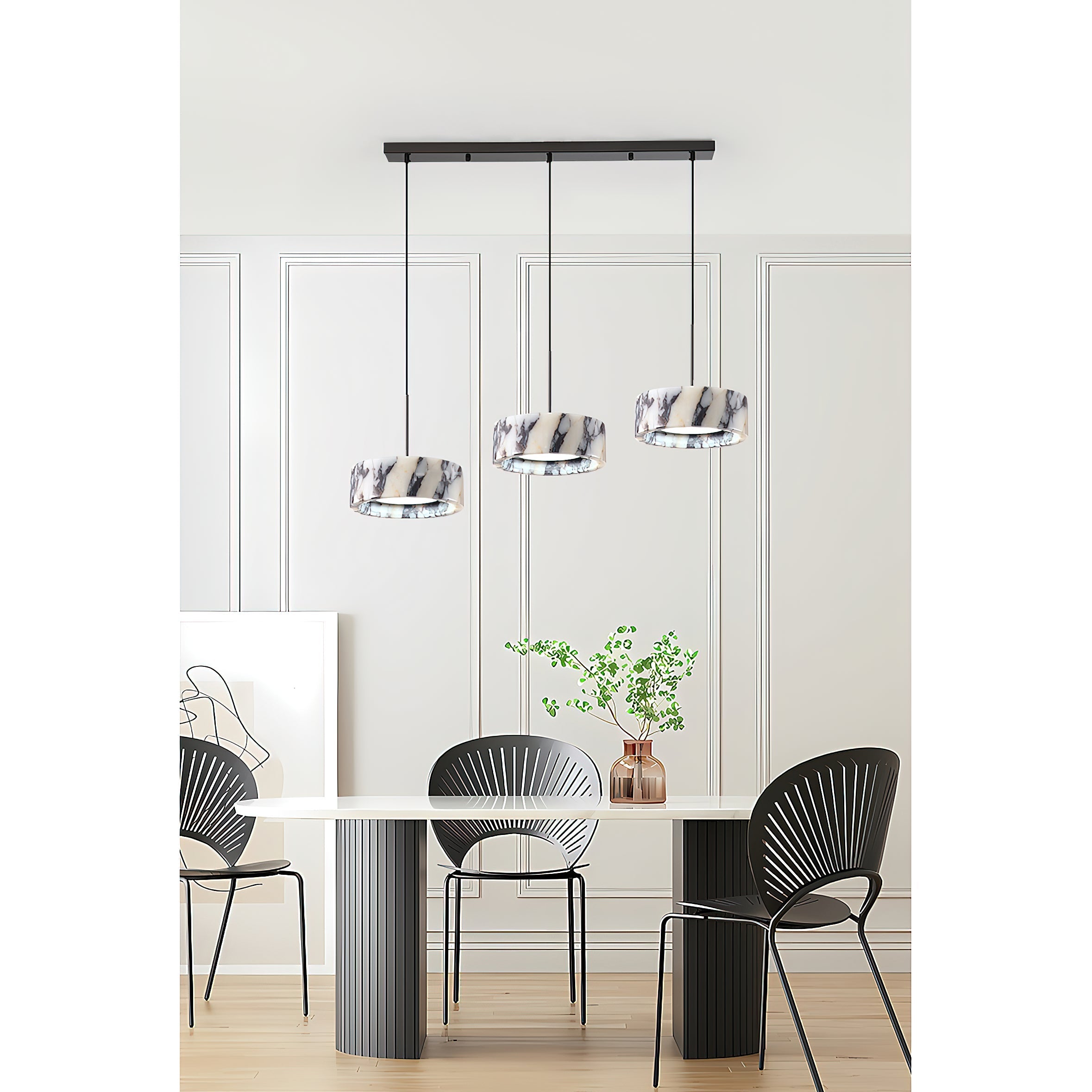 Glide Modern Minimalist Marble Metal Pendant Lamp - Lamp Copper