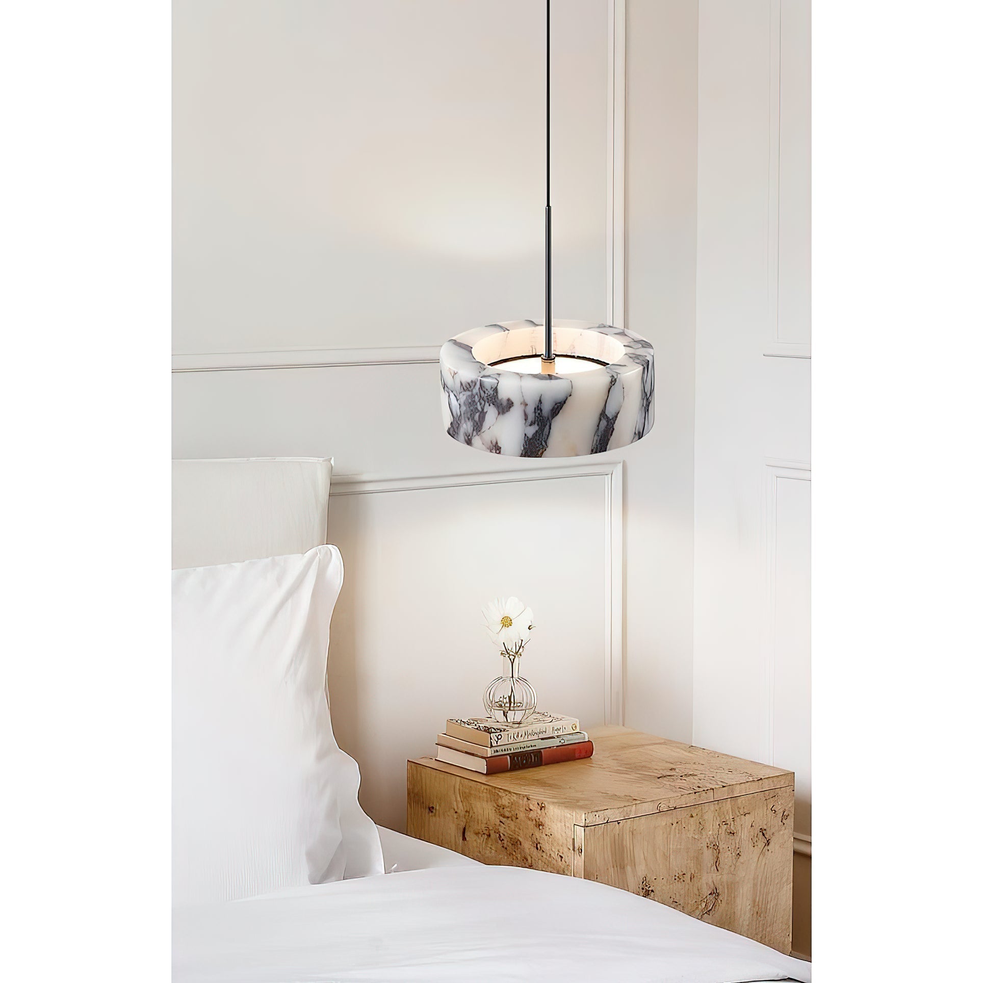 Glide Modern Minimalist Marble Metal Pendant Lamp - Lamp Copper