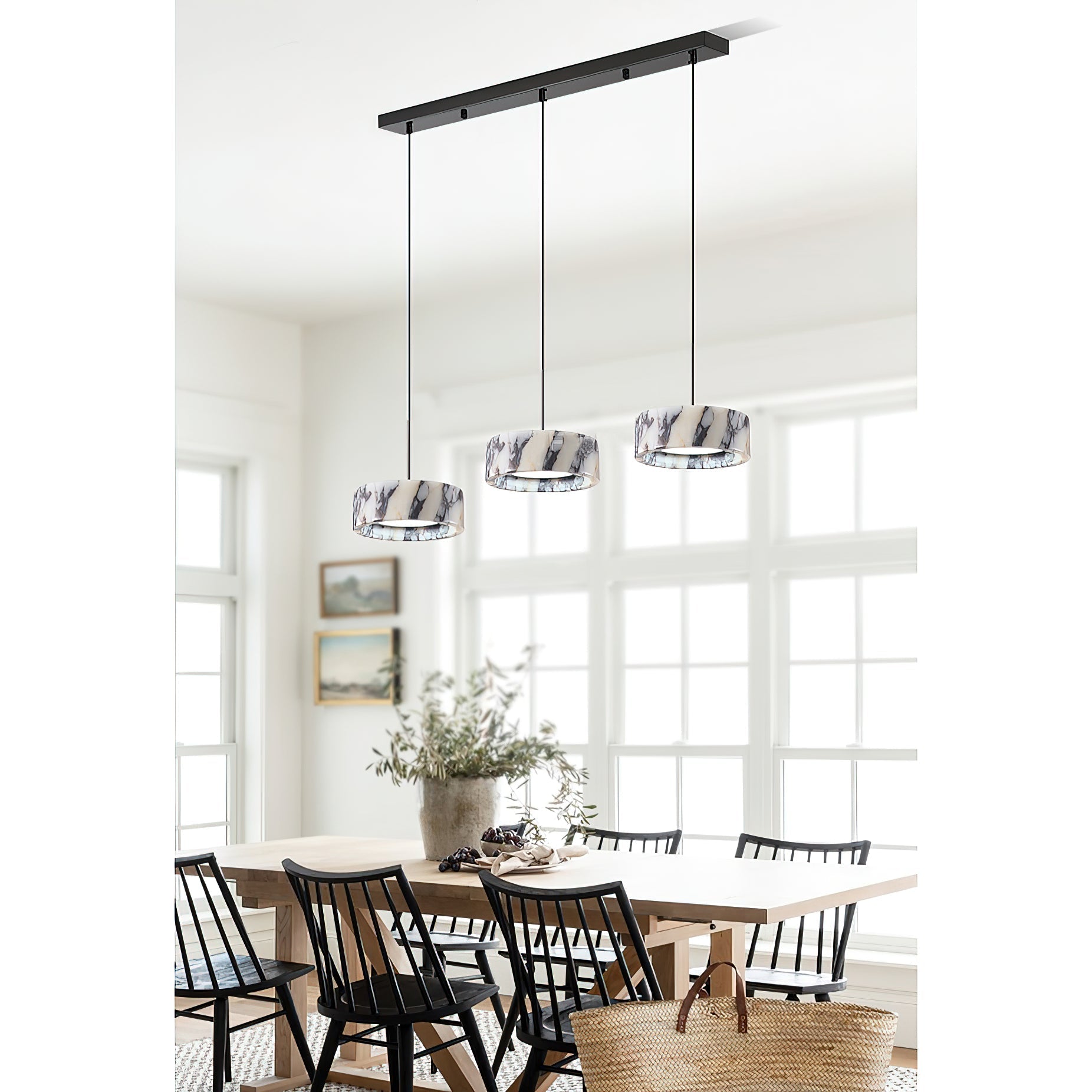 Glide Modern Minimalist Marble Metal Pendant Lamp - Lamp Copper
