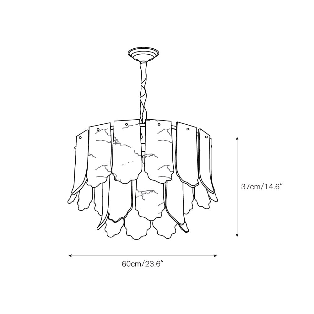 Hue Postmodern Luxury Brass Alabaster Chandelier - Lamp Copper