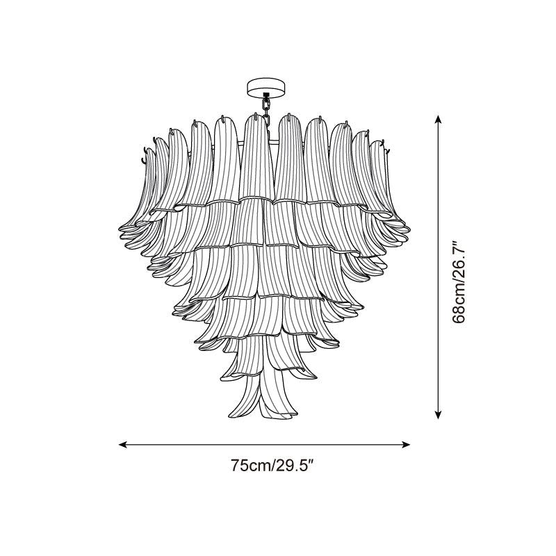 Elena Chandelier Hand-Shaped Glass Petals on Tiered Frame - Letslighting