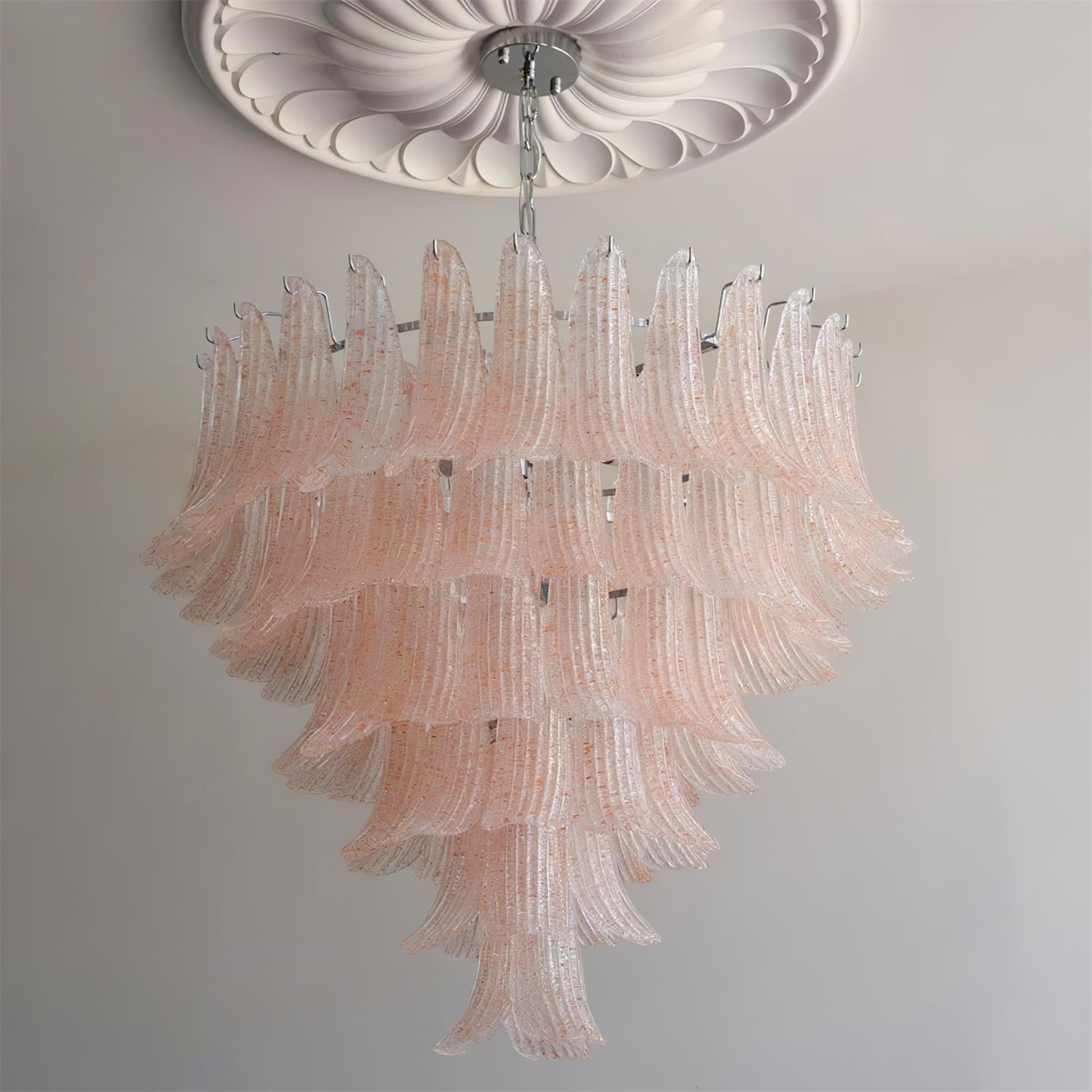Elena Chandelier Hand-Shaped Glass Petals on Tiered Frame - Letslighting