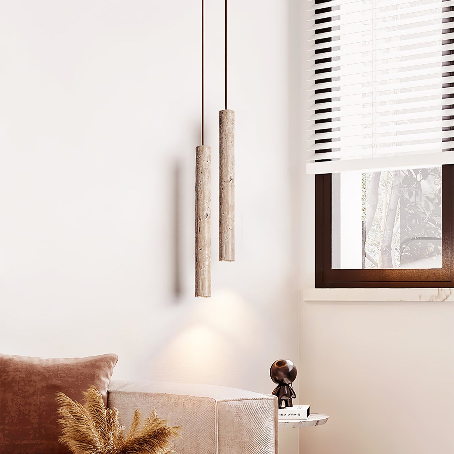 Elian Suspension Industrielle Minimaliste en Travertin