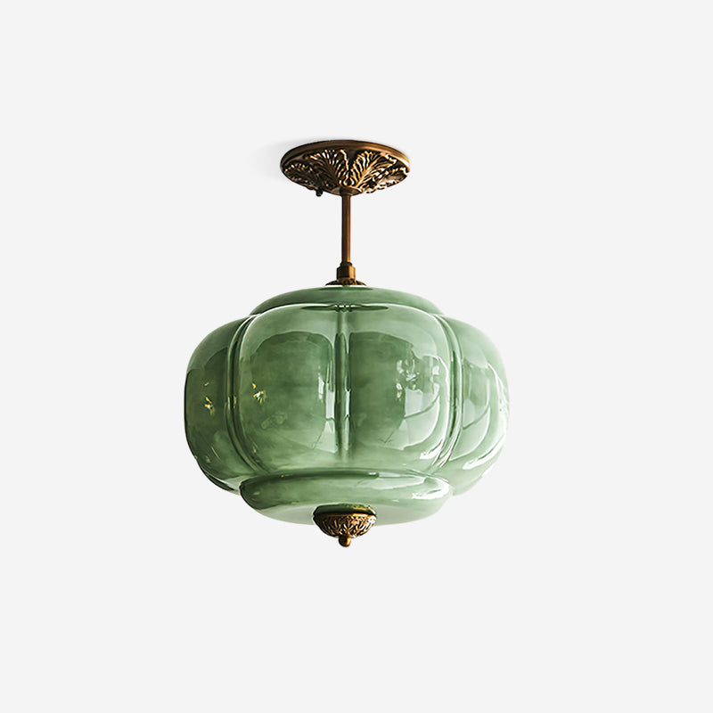 Eldio Green Glass Semi Flush Mount Light - Letslighting