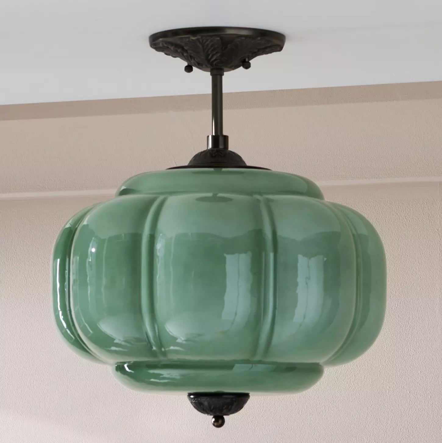 Eldio Green Glass Semi Flush Mount Light - Letslighting