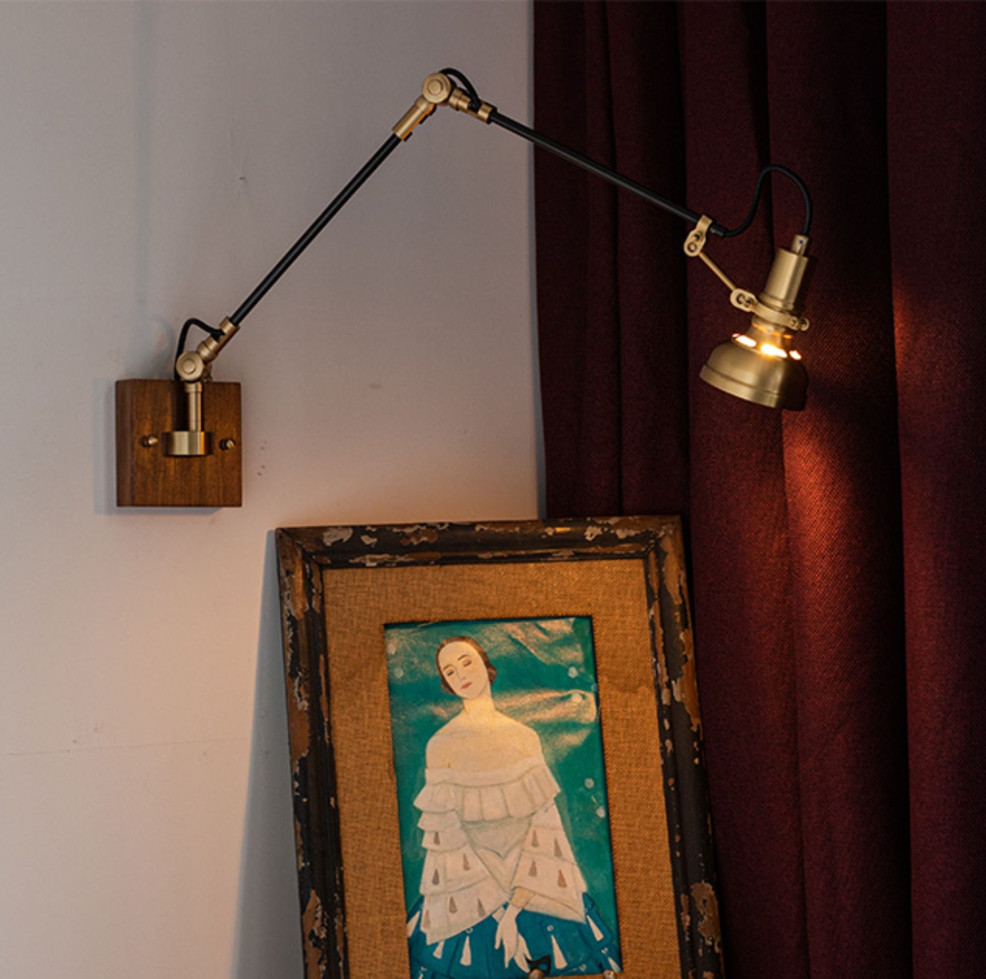 Elowen Moderne Minimaliste Métal Bois Applique Murale Lampe