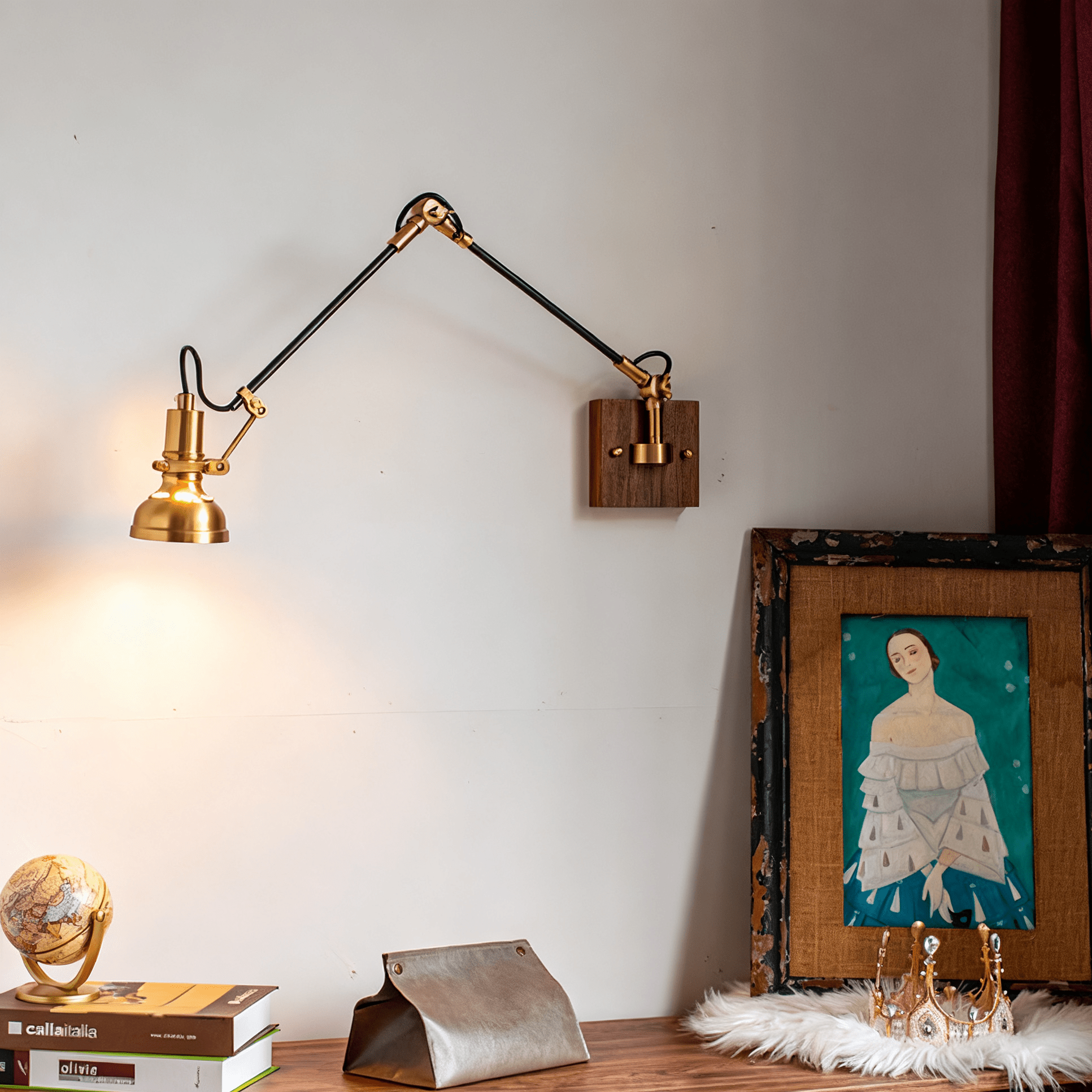 Elowen Moderne Minimaliste Métal Bois Applique Murale Lampe