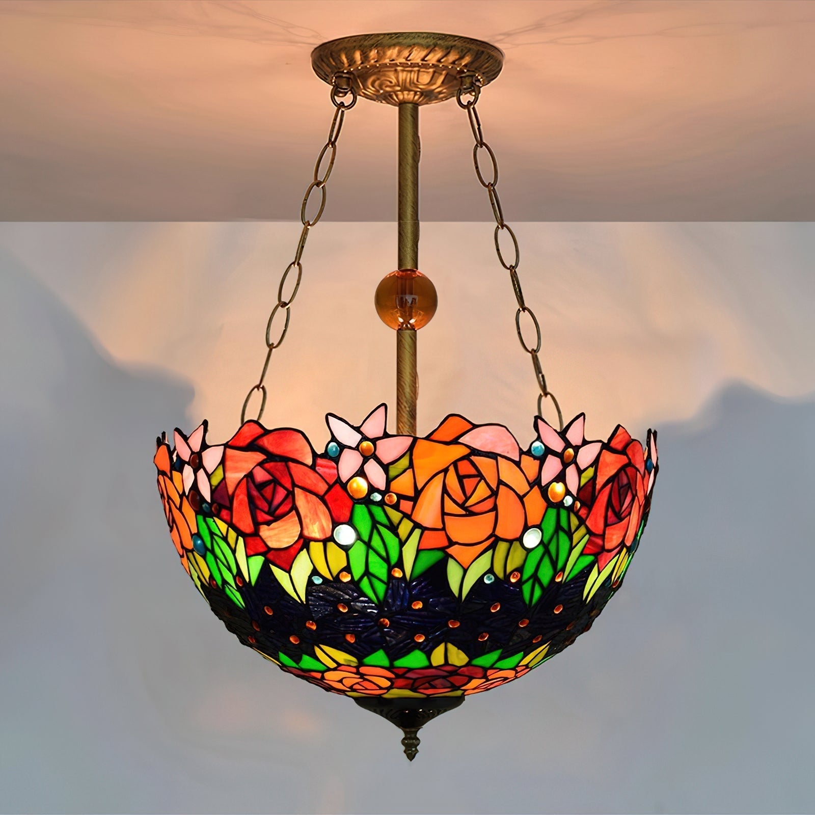 Chandelier Tiffany Bowl-shaped Rose gypsum - Letslighting