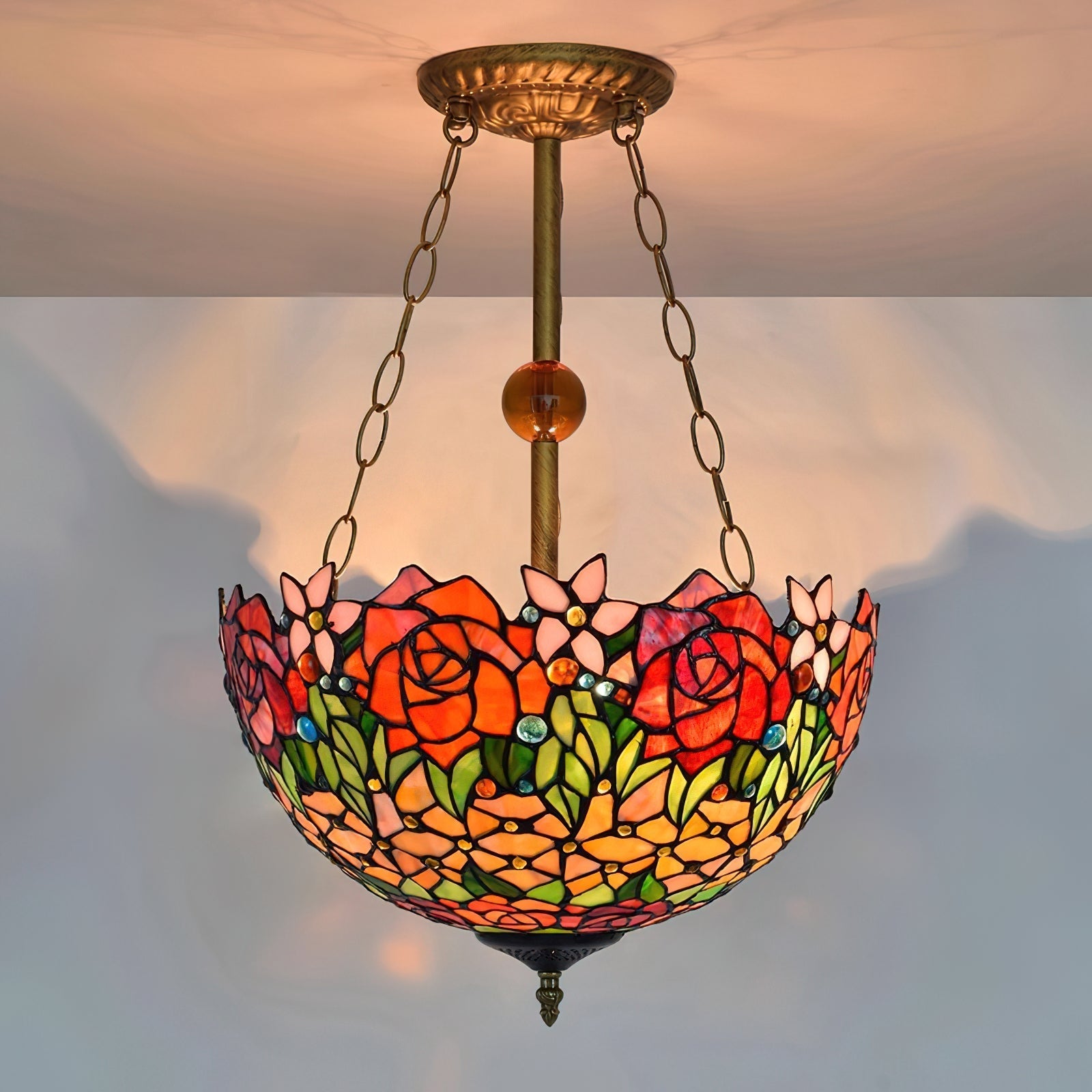 Chandelier Tiffany Bowl-shaped Rose gypsum - Letslighting