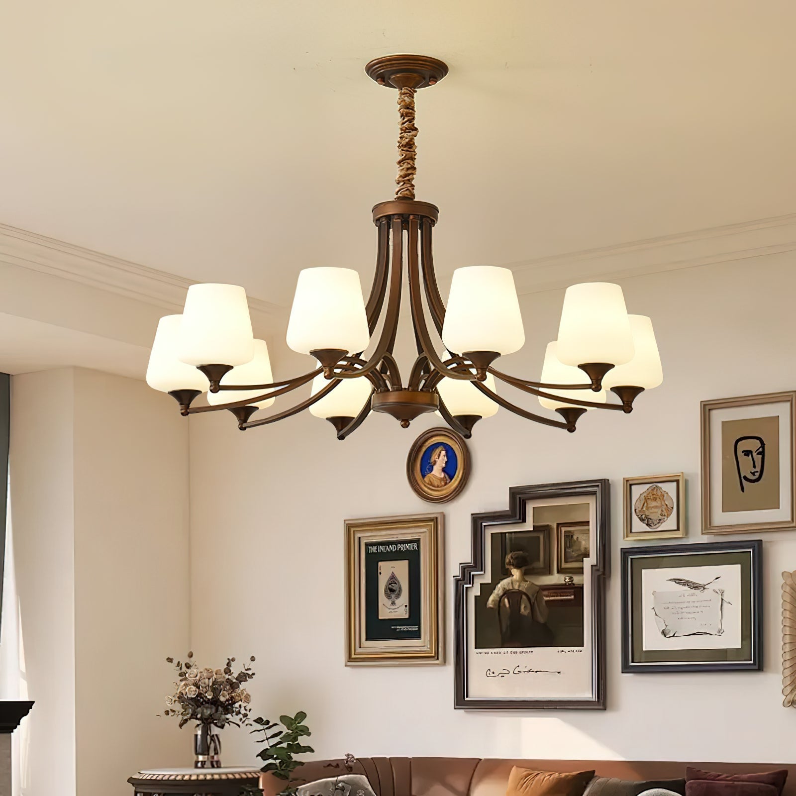 Ulrinara Postmodern Luxury Brass Glass Chandelier - Lamp Copper