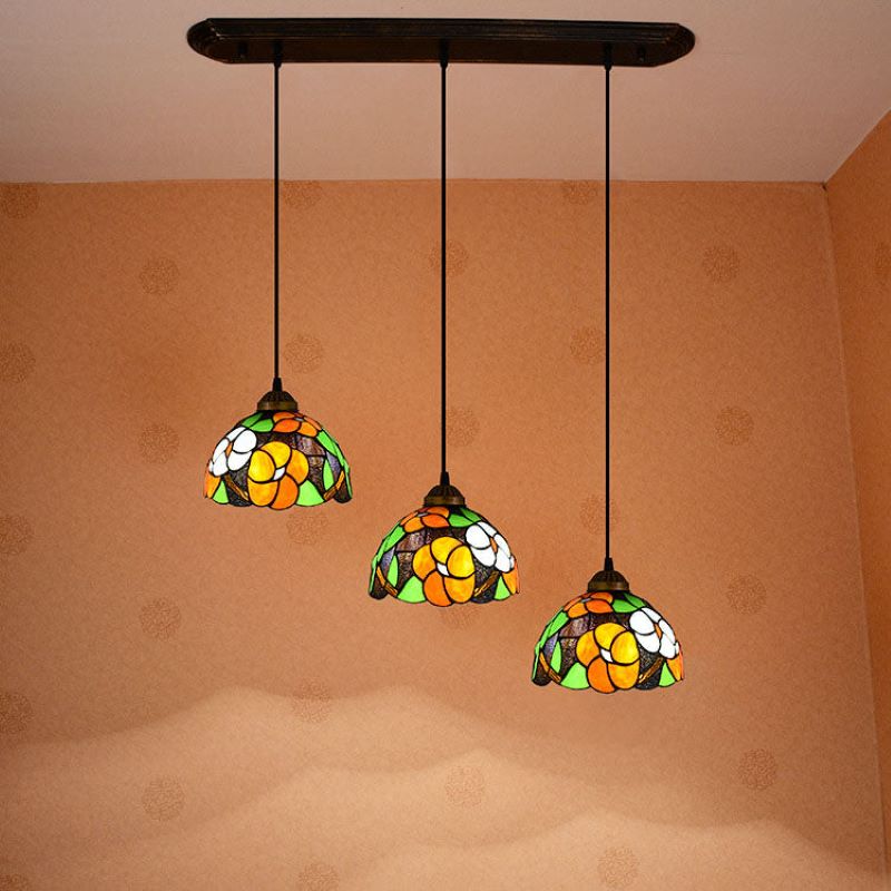 Tiffany Vintage Suspension Tachée Métal Verre Chambre À Coucher