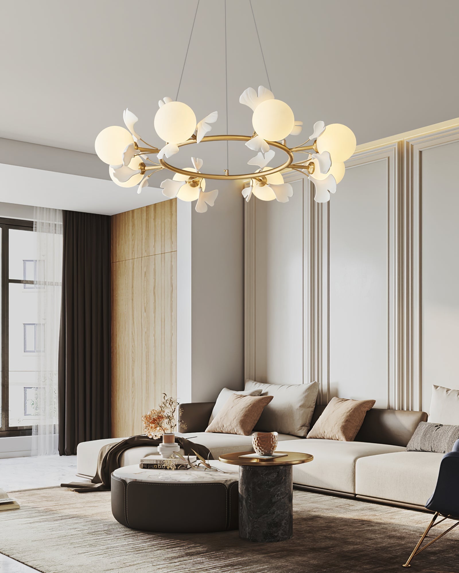 Evenielis Floral Brass Chandelier - Blowlighting