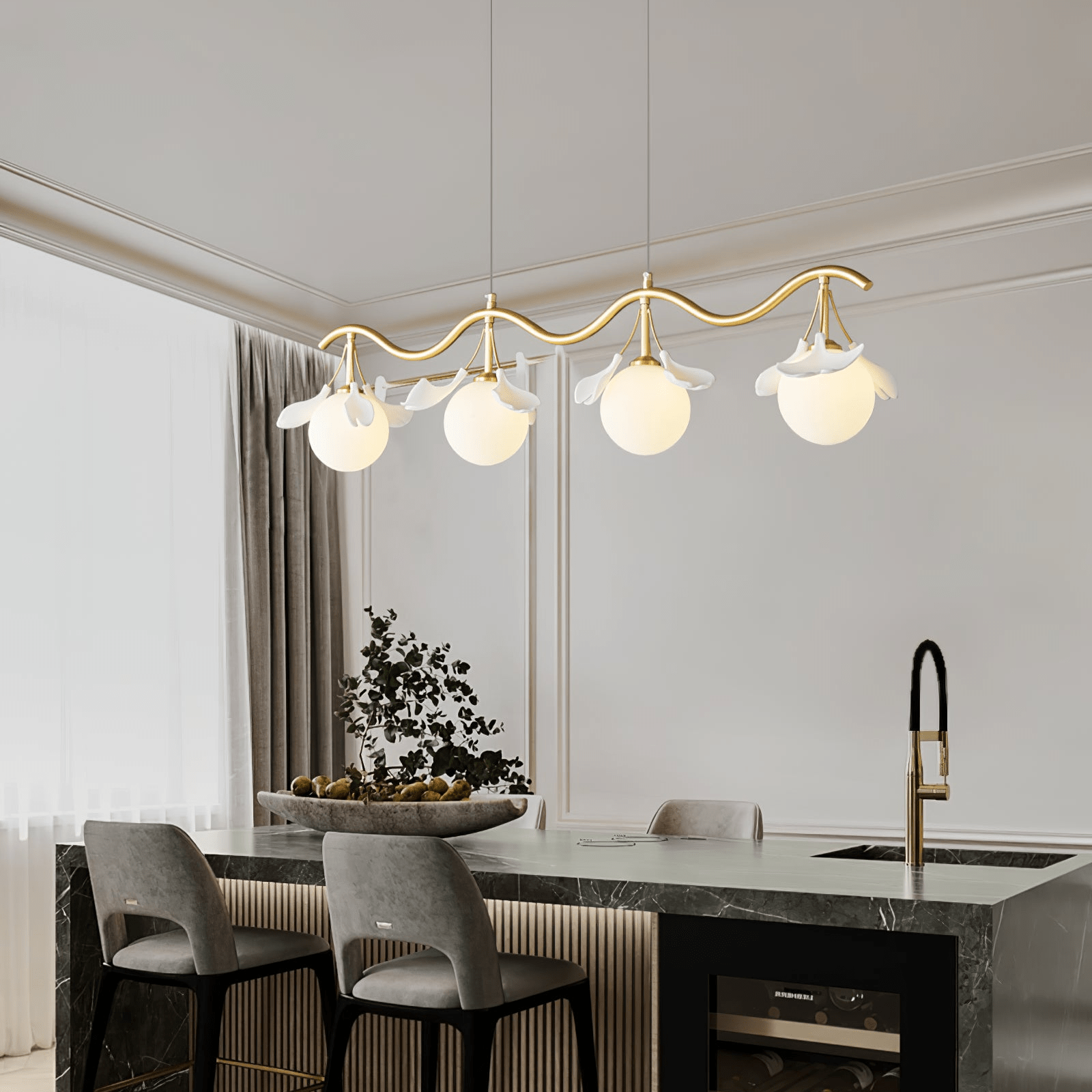 Evenielis Floral Brass Chandelier - Blowlighting