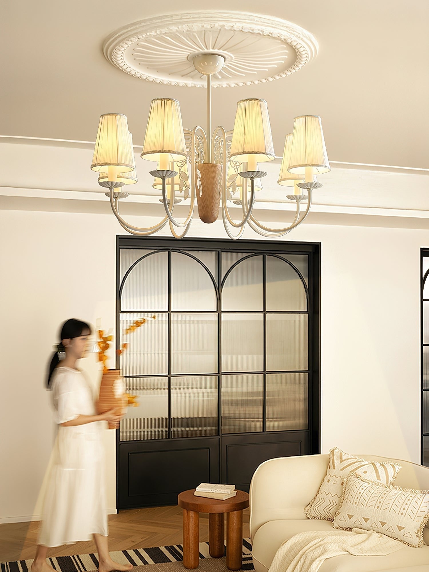 Evelora Art de luxe Métal Tissu Lustre