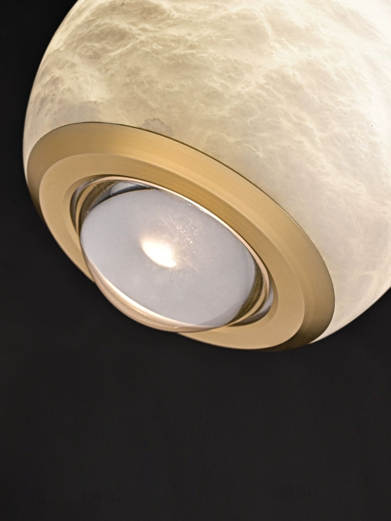 Zephaan Modern Minimalist Brass Alabaster Pendant Light - Lamp Copper