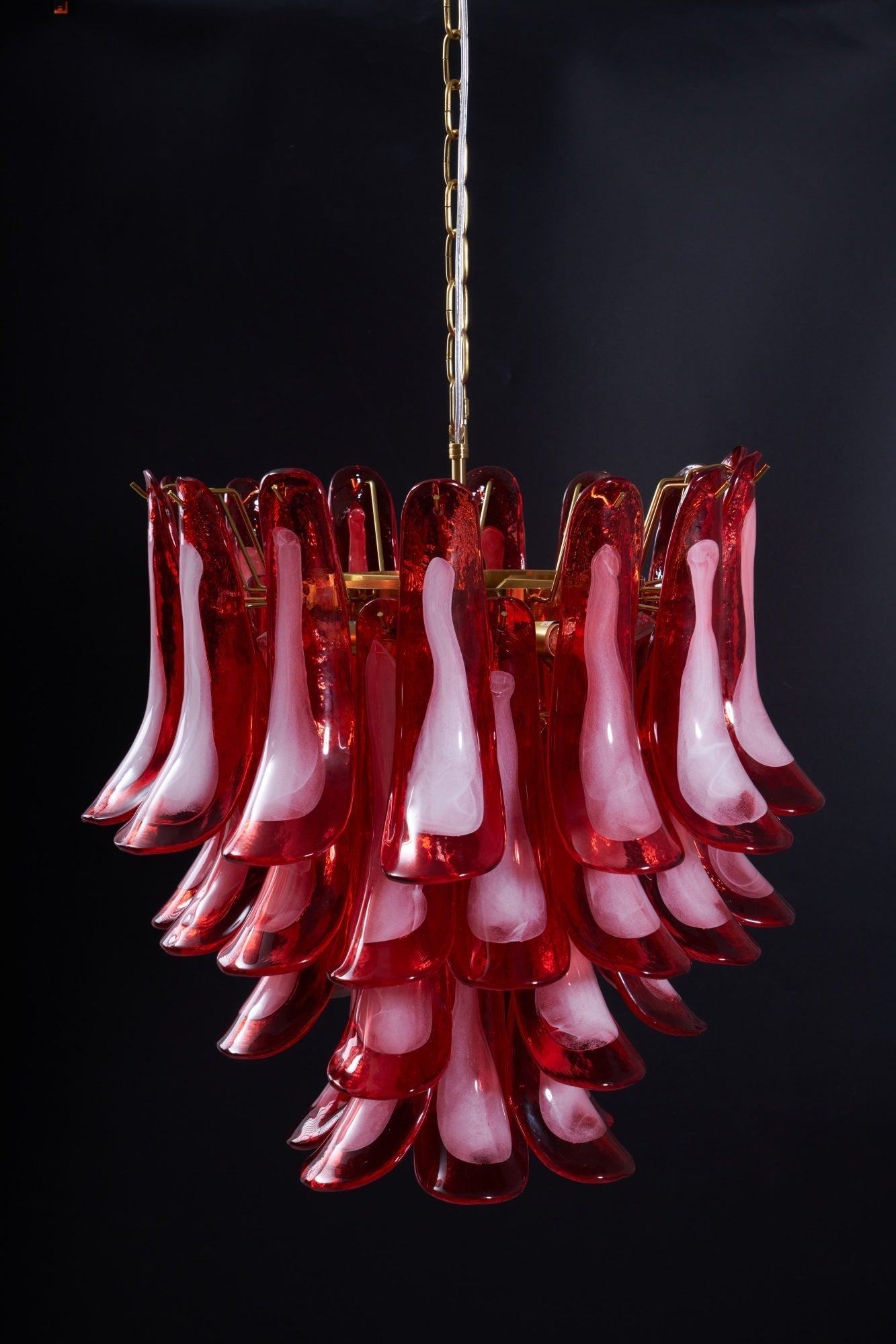 Aurora Chandelier Red Petal Glass Layered Artistic - Letslighting