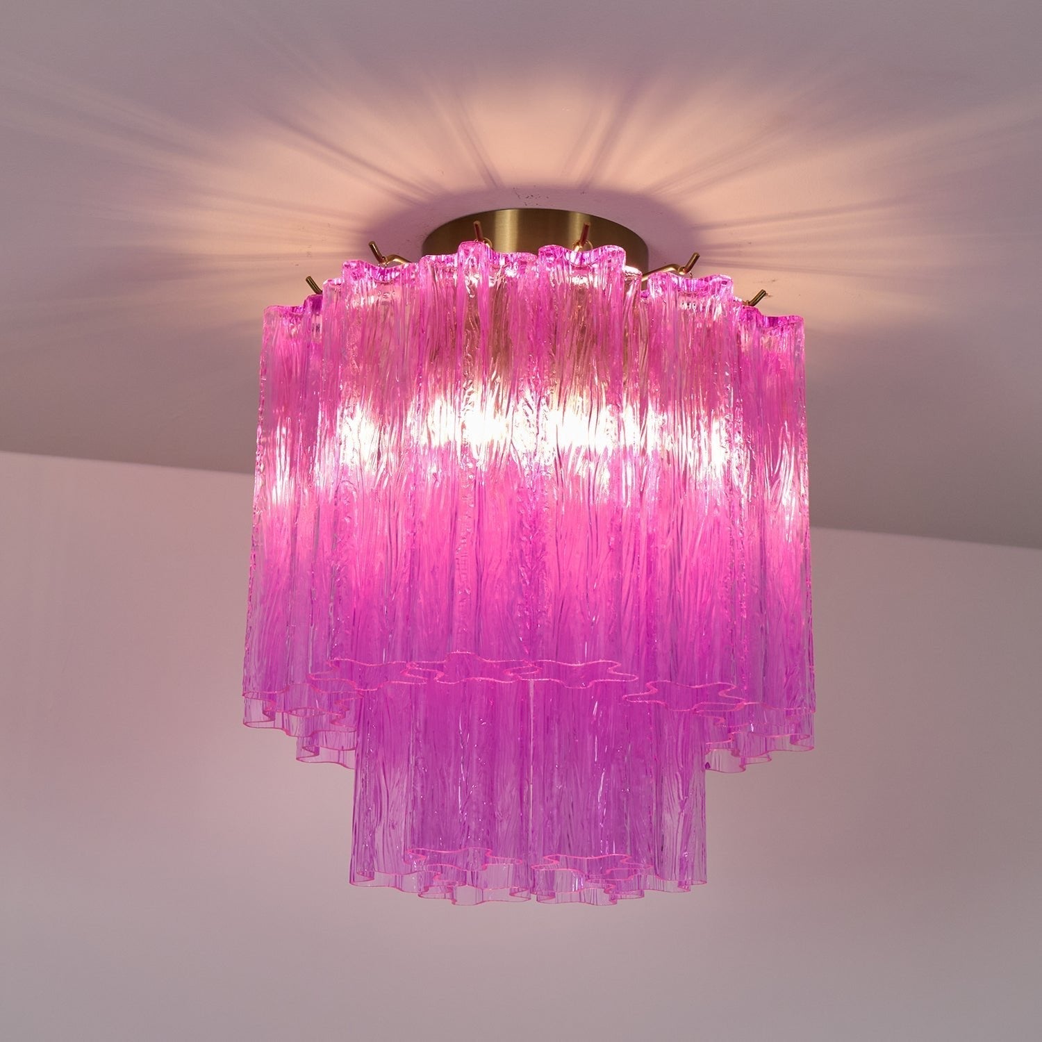 Aurora Ceiling Lamp Purple Murano Glass Tiered Flush Mount - Letslighting
