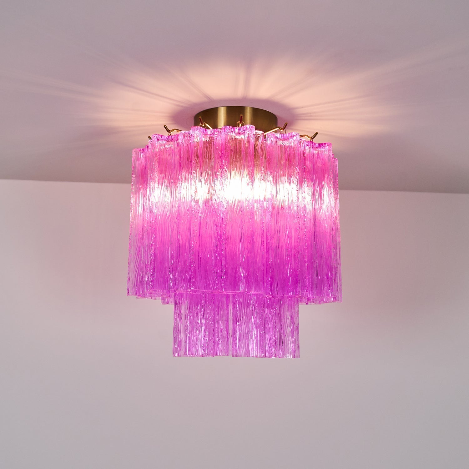 Aurora Ceiling Lamp Purple Murano Glass Tiered Flush Mount - Letslighting