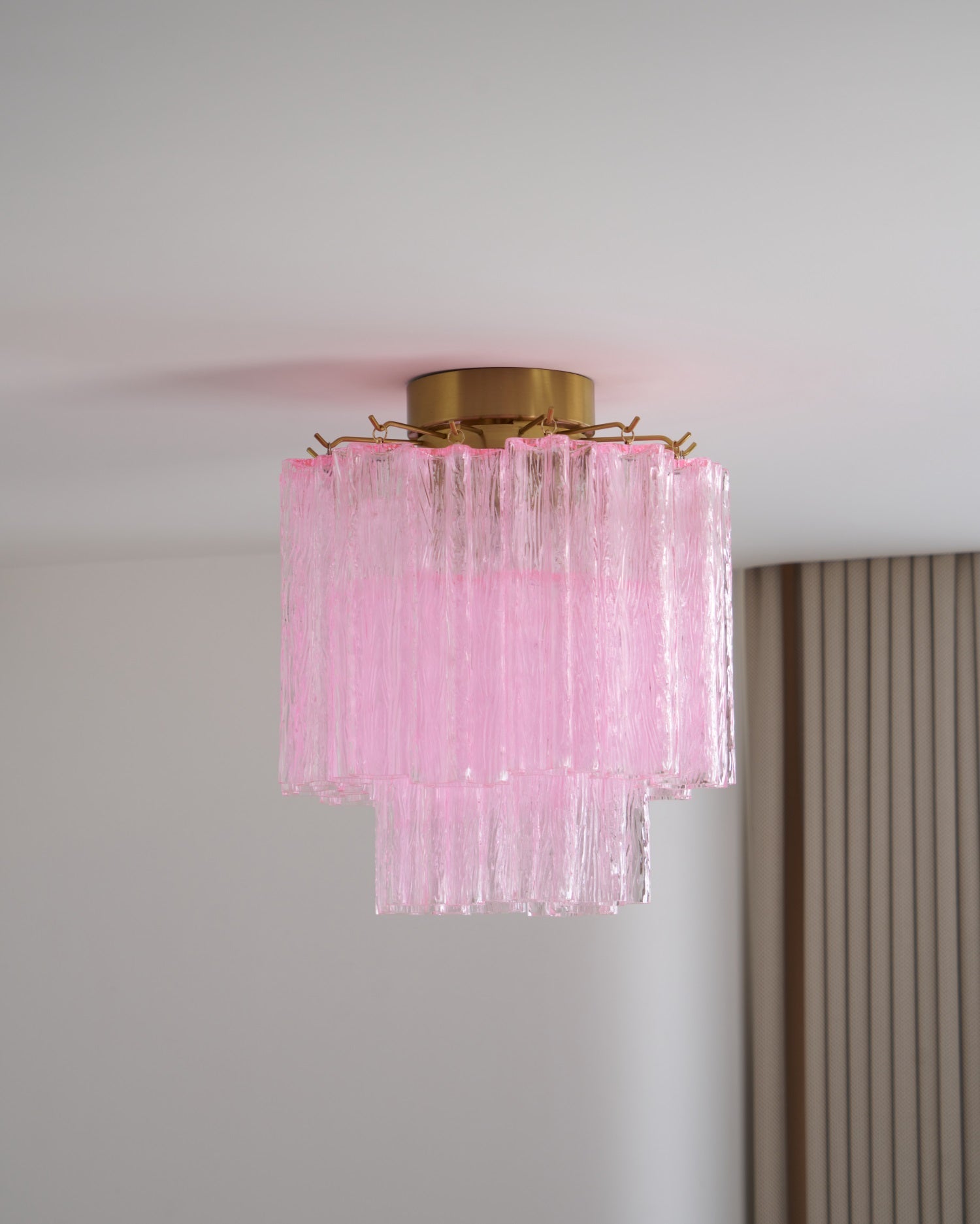 Aurora Ceiling Lamp Pink Murano Glass Tiered Modern Flush - Letslighting