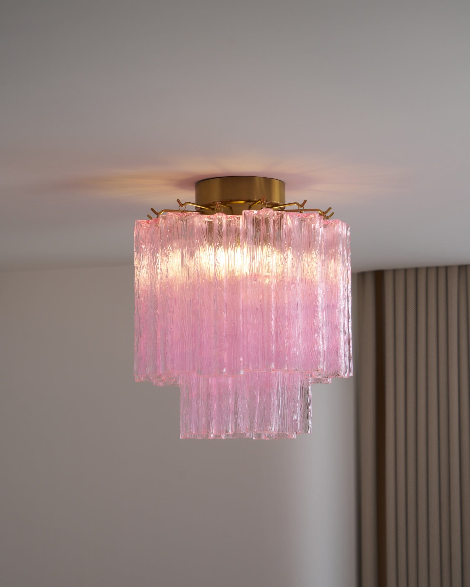 Aurora Ceiling Lamp Pink Murano Glass Tiered Modern Flush - Letslighting