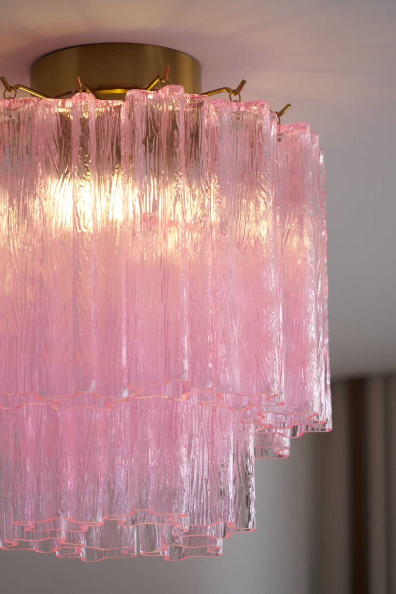 Aurora Ceiling Lamp Pink Murano Glass Tiered Modern Flush - Letslighting
