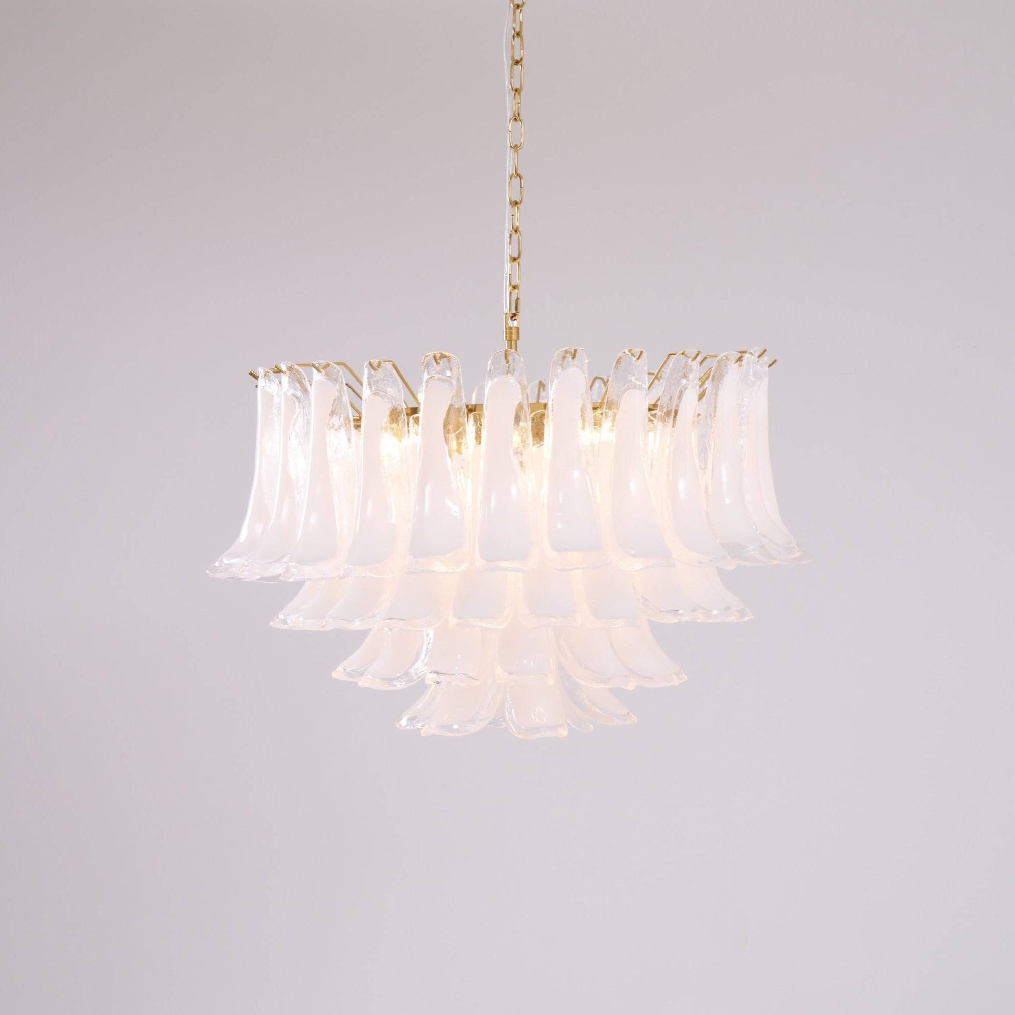 Aurora Chandelier Pink Glass Leaf Layered Floral Glamour - Letslighting