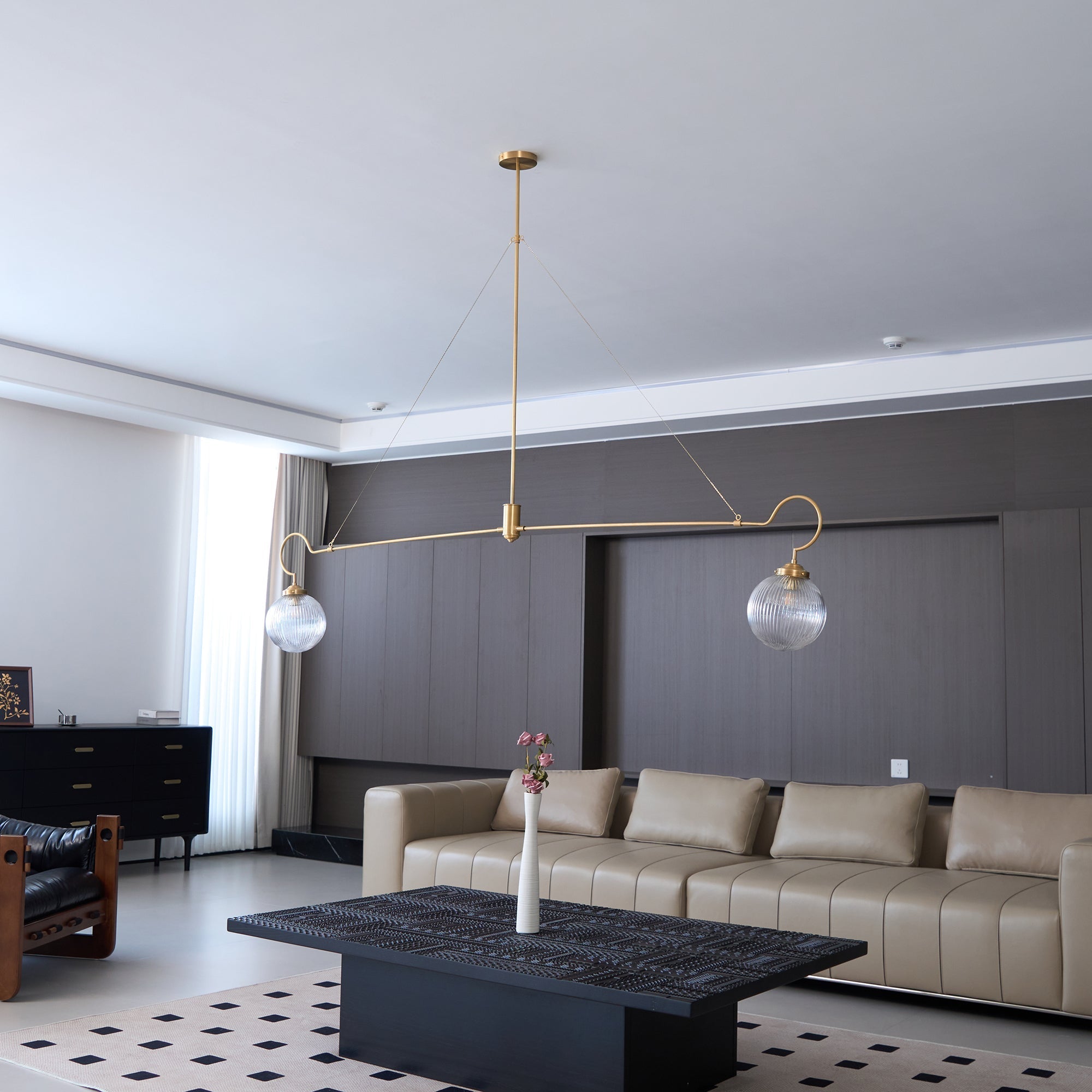 Vavenia Modern Minimalist Brass Glass Chandelier - Lamp Copper
