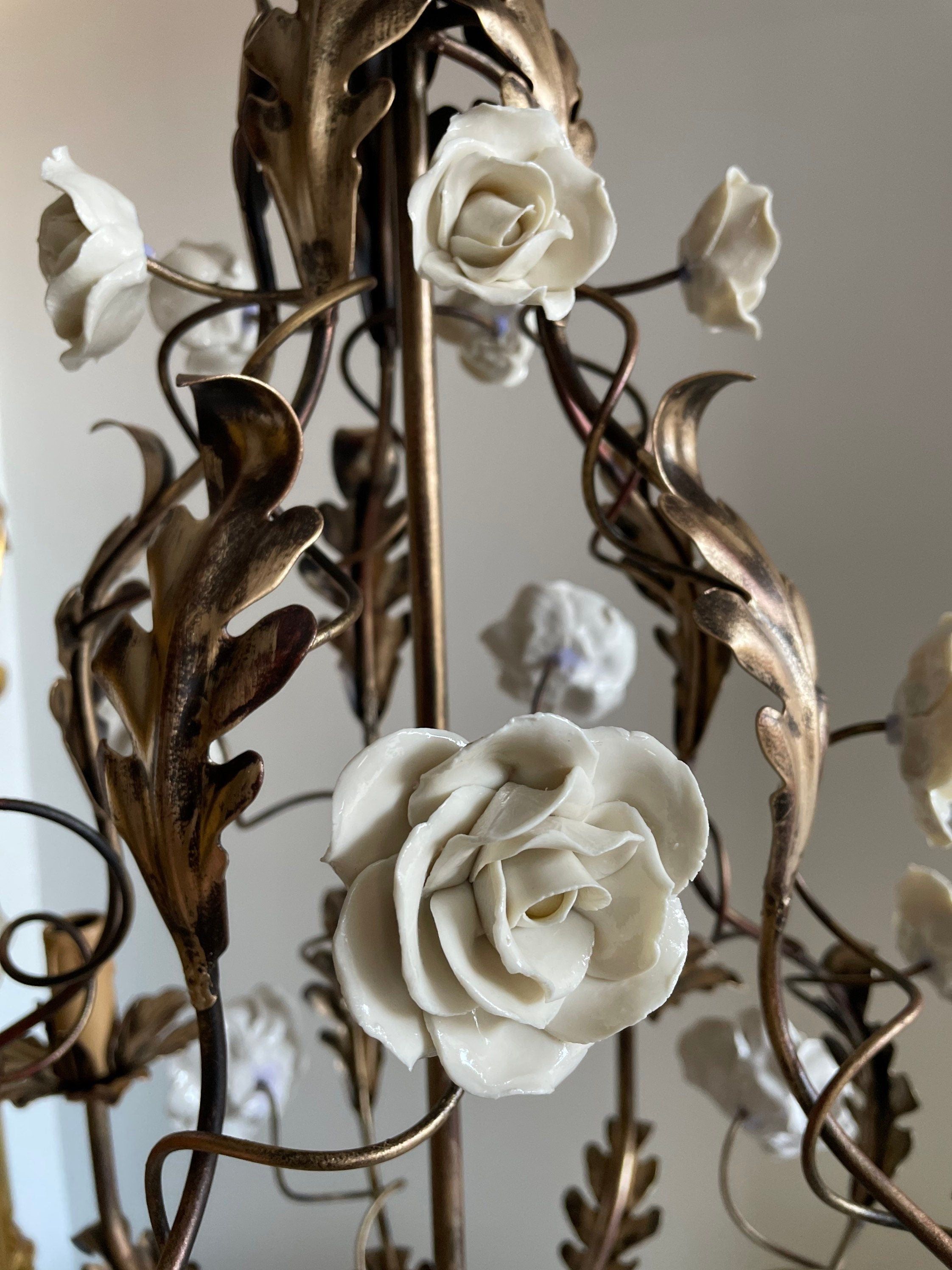 Araeyra Postmodern Luxury Rose Metal Ceramic Chandelier - Lamp Copper