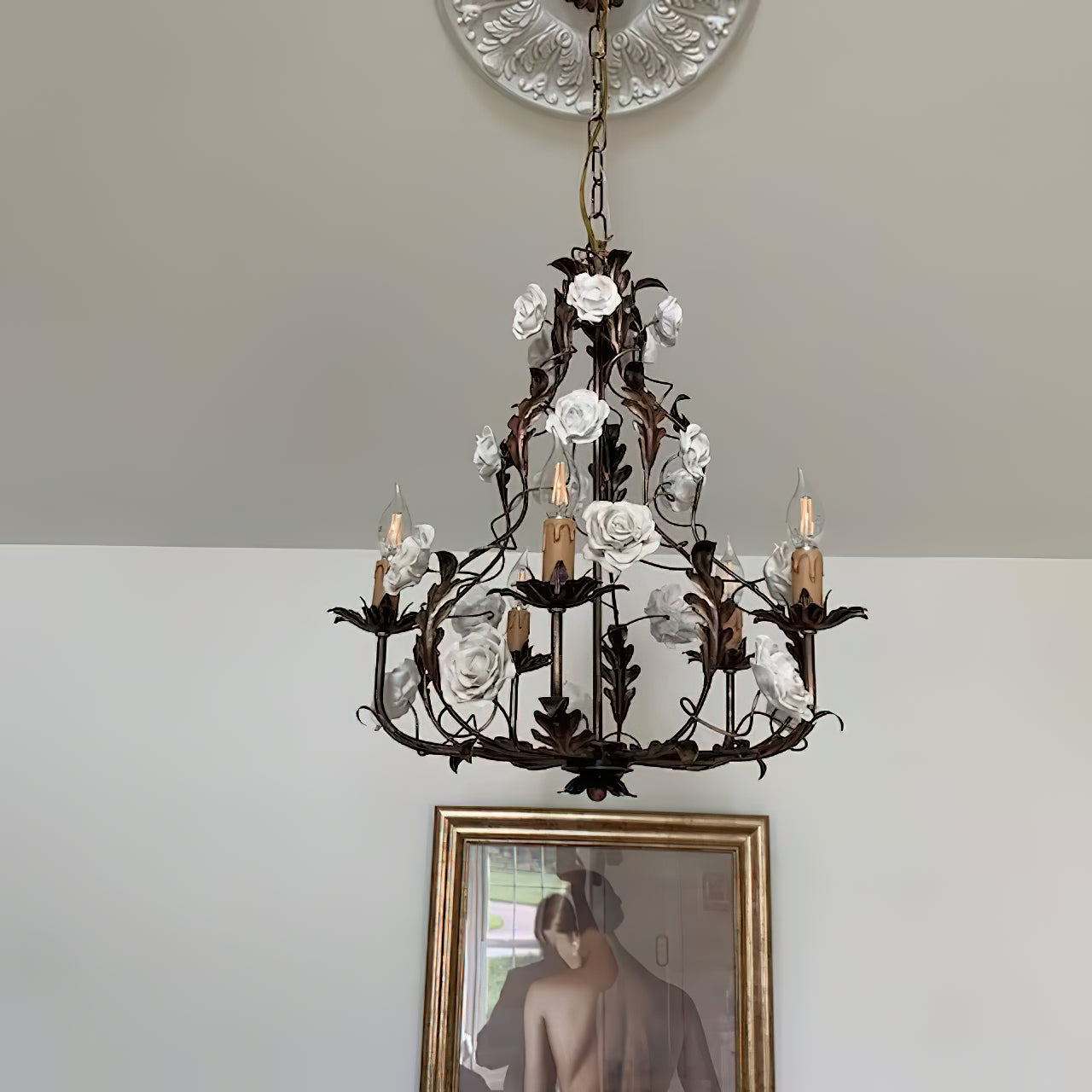 Araeyra Postmodern Luxury Rose Metal Ceramic Chandelier - Lamp Copper