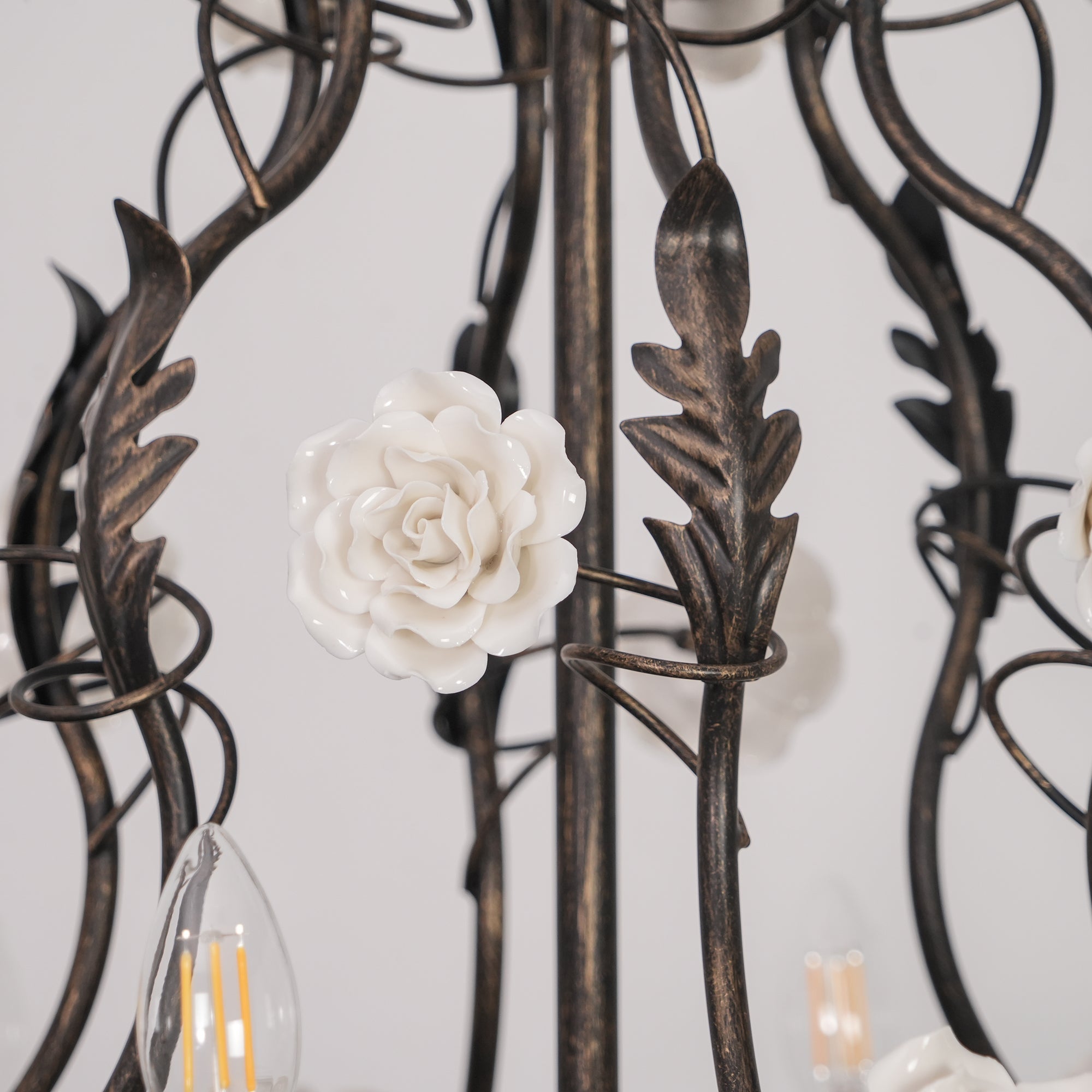 Araeyra Postmodern Luxury Rose Metal Ceramic Chandelier - Lamp Copper