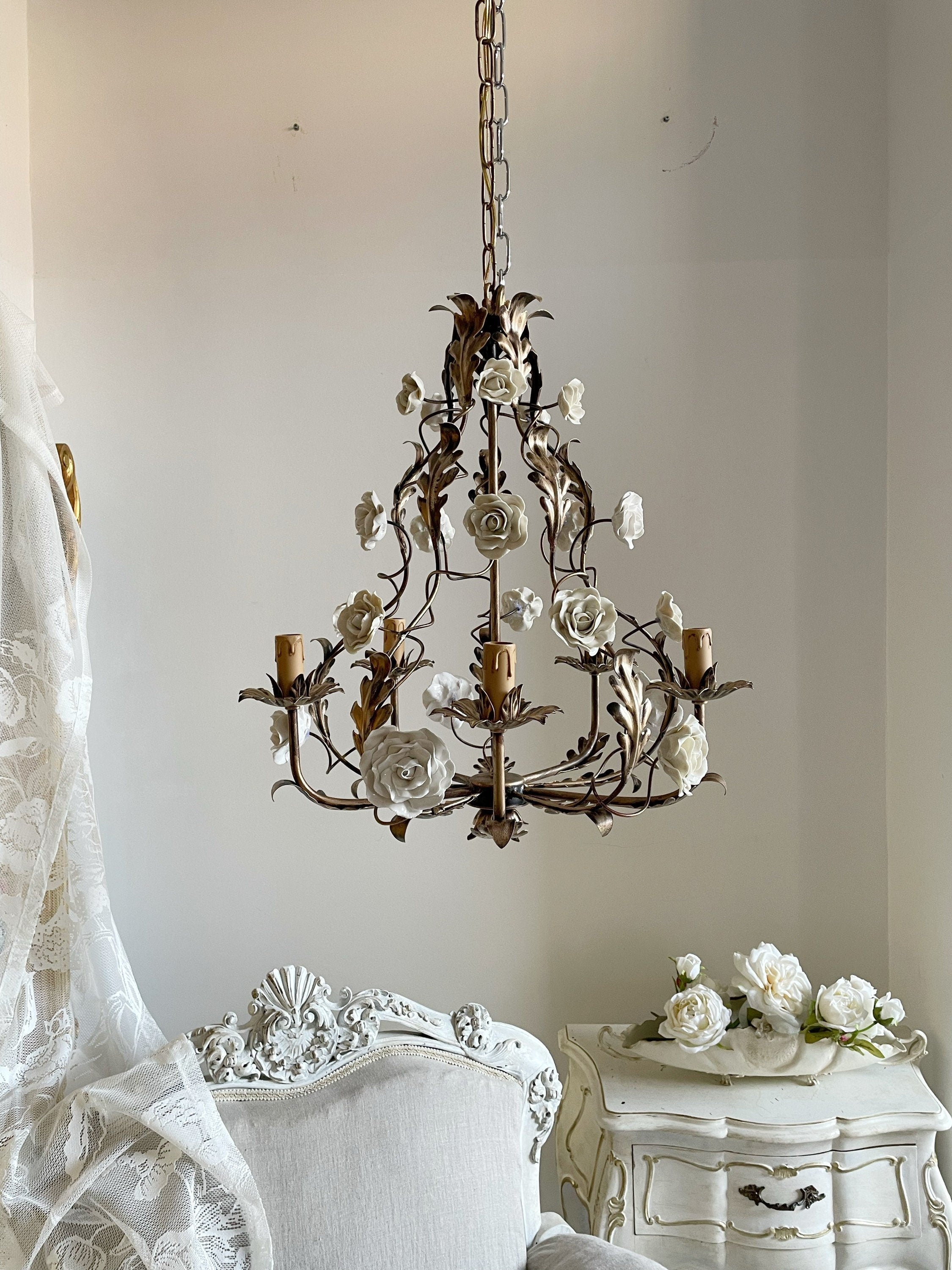 Araeyra Postmodern Luxury Rose Metal Ceramic Chandelier - Lamp Copper