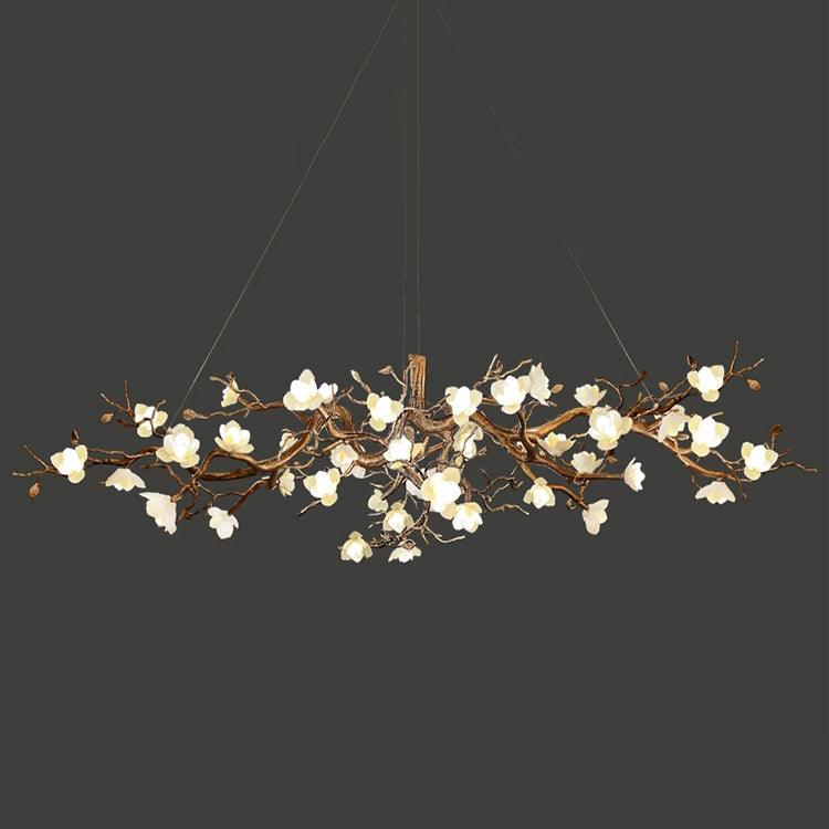 Avaros Postmodern Luxury Flower Bloom Branch Brass Ceramic Chandelier - Blowlighting