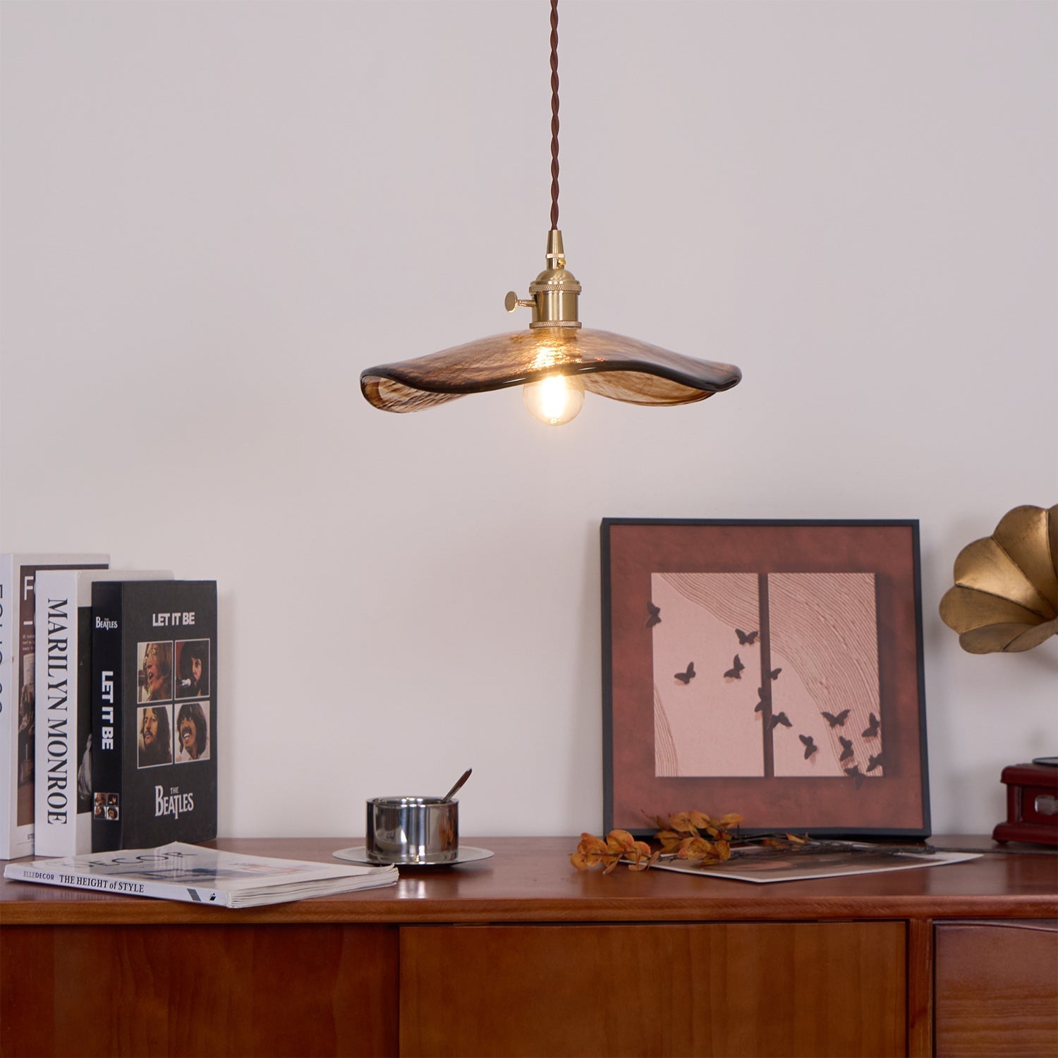 Flower Petal Glass Pendant Swag Light - Blowlighting