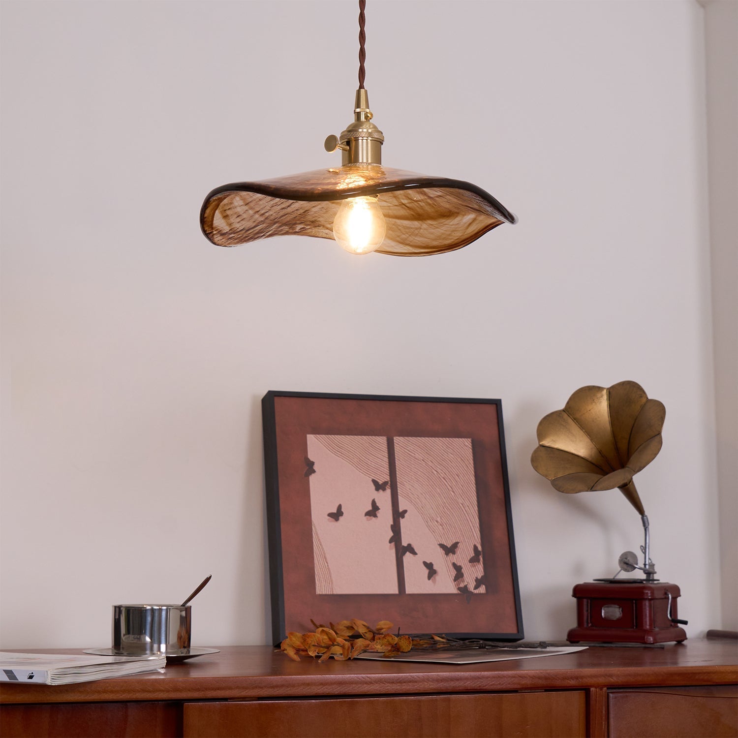 Flower Petal Glass Pendant Swag Light - Blowlighting