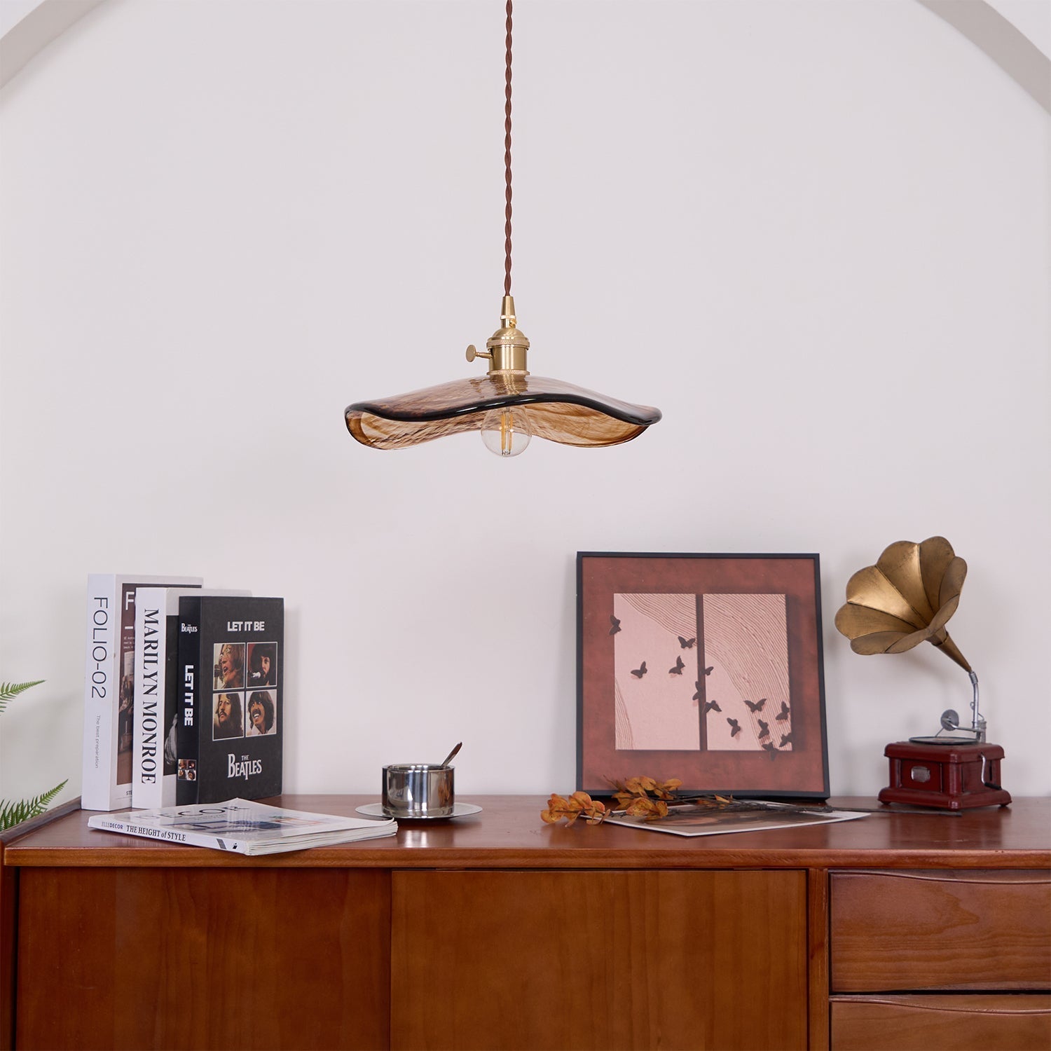 Flower Petal Glass Pendant Swag Light - Blowlighting